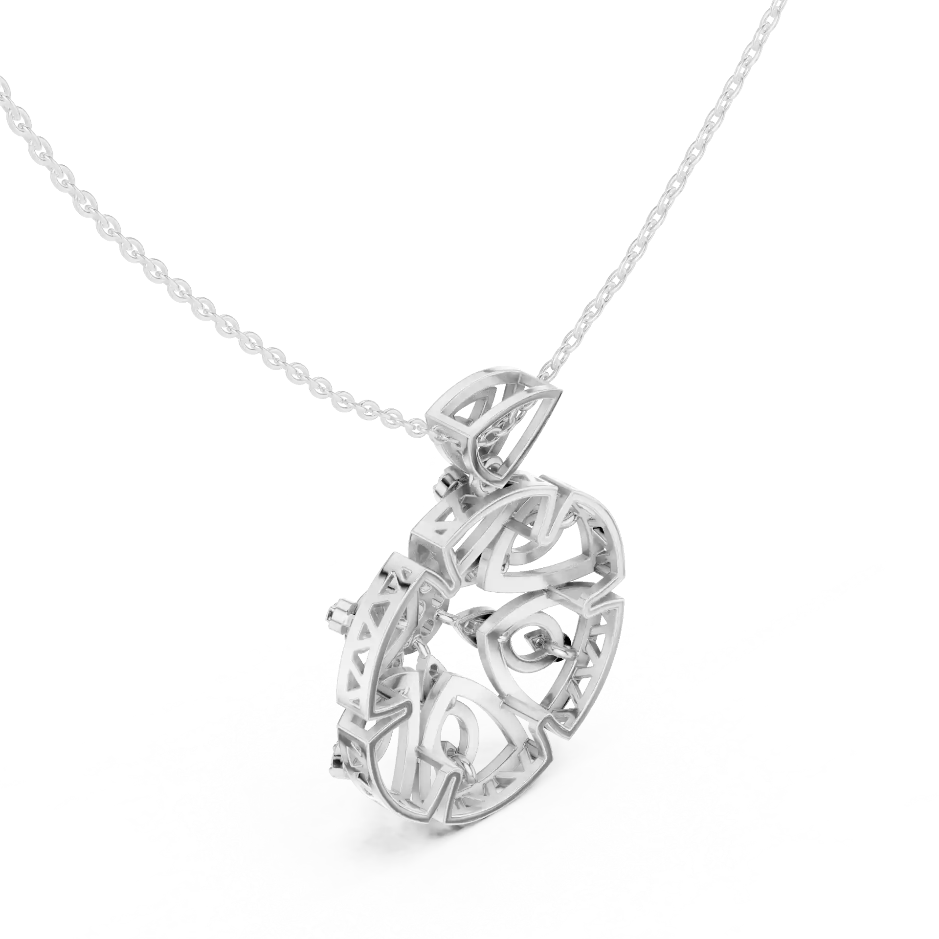 MJP14 - Ornate Diamond Mandala Openwork Disc Pendant