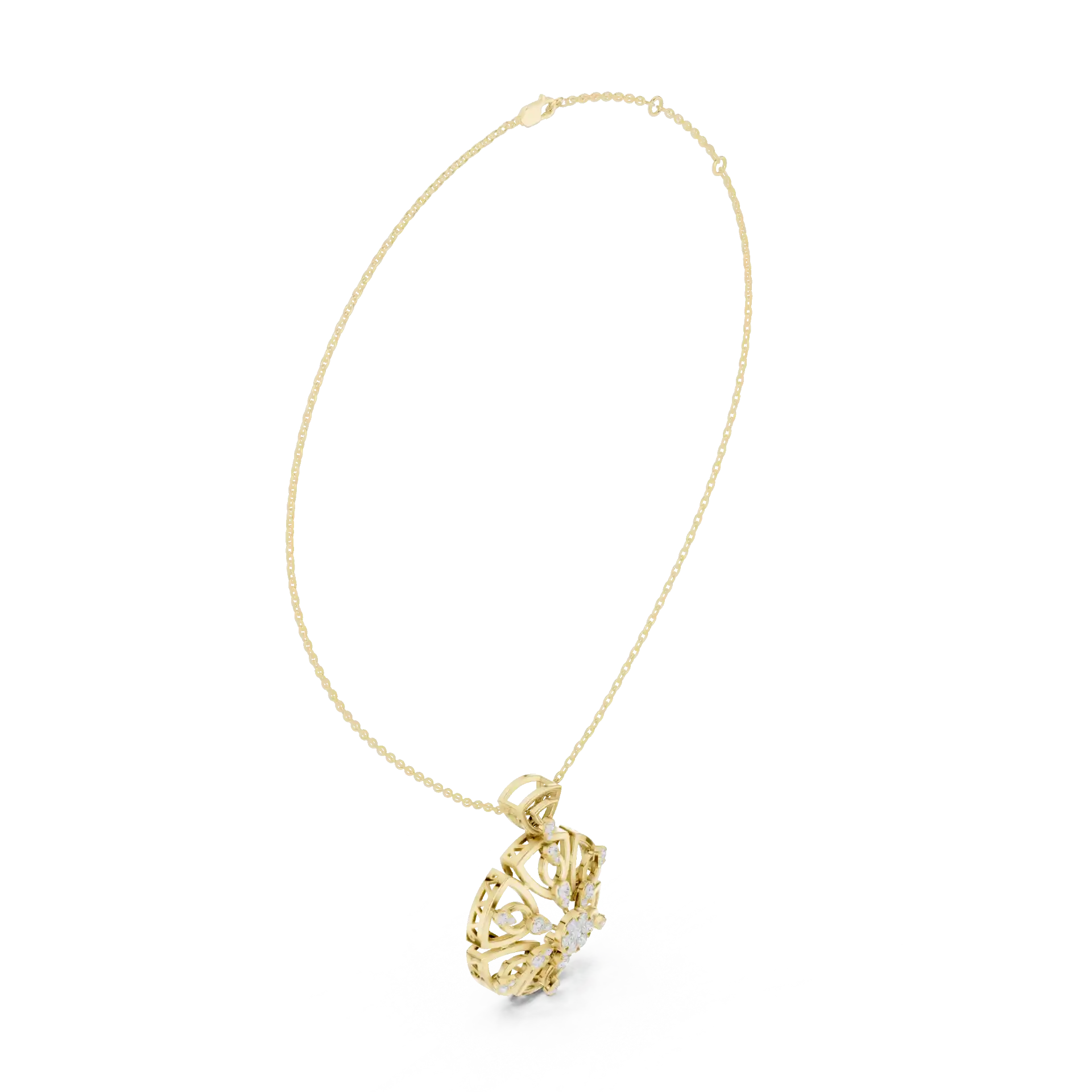 MJP14 - Ornate Diamond Mandala Openwork Disc Pendant