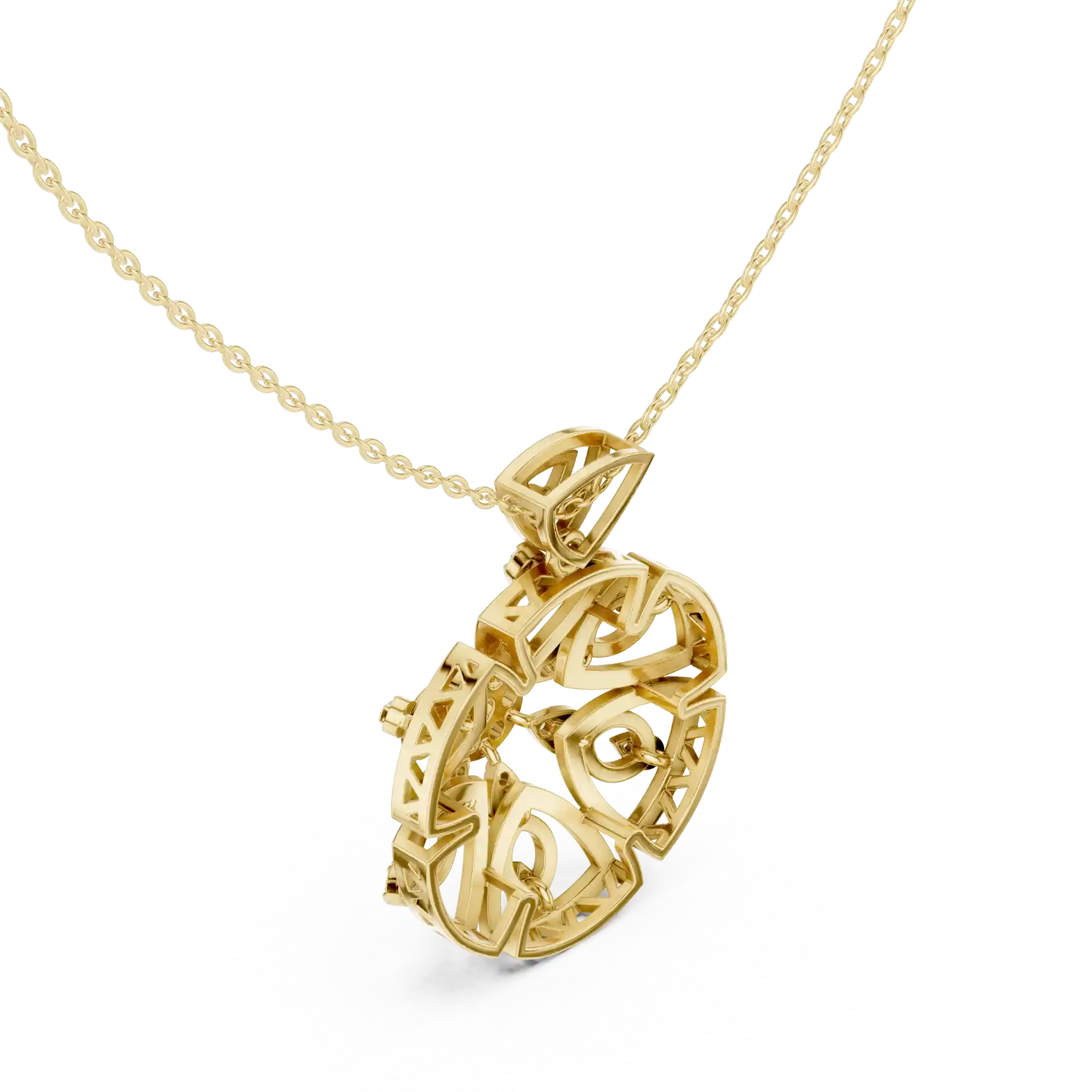 MJP14 - Ornate Diamond Mandala Openwork Disc Pendant