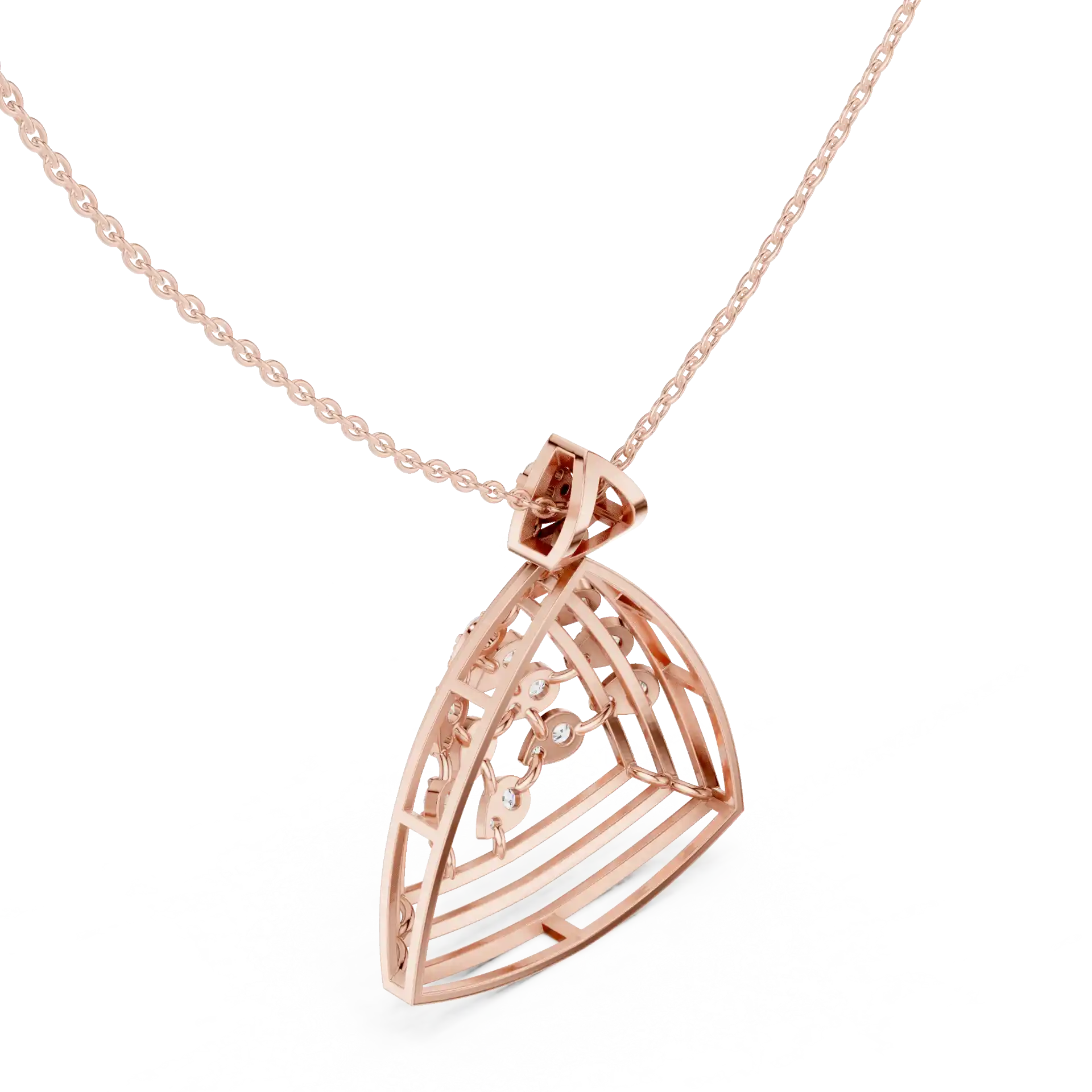 MJP16 - Concentric Triangle Diamond Chevron Pendant