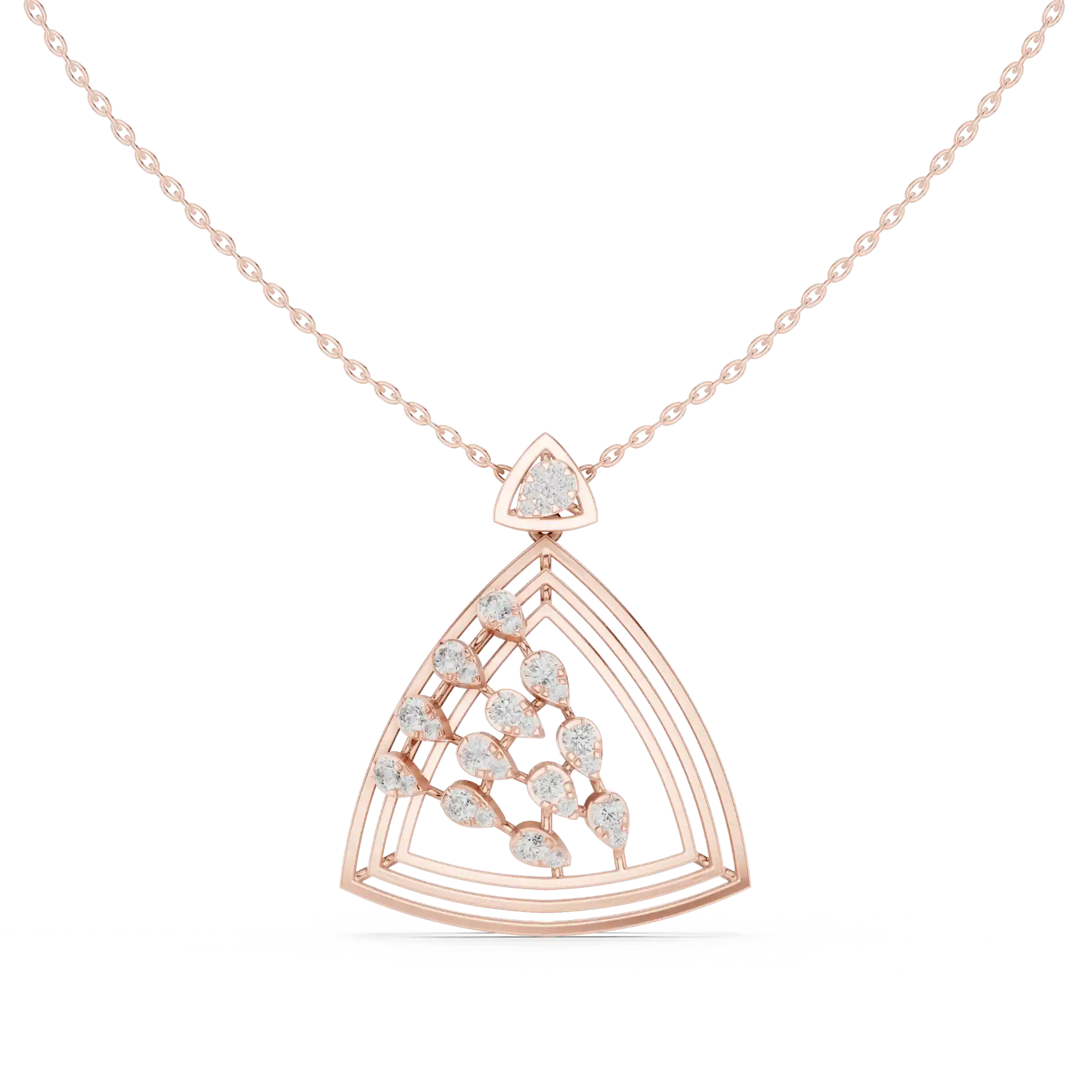 MJP16 - Concentric Triangle Diamond Chevron Pendant