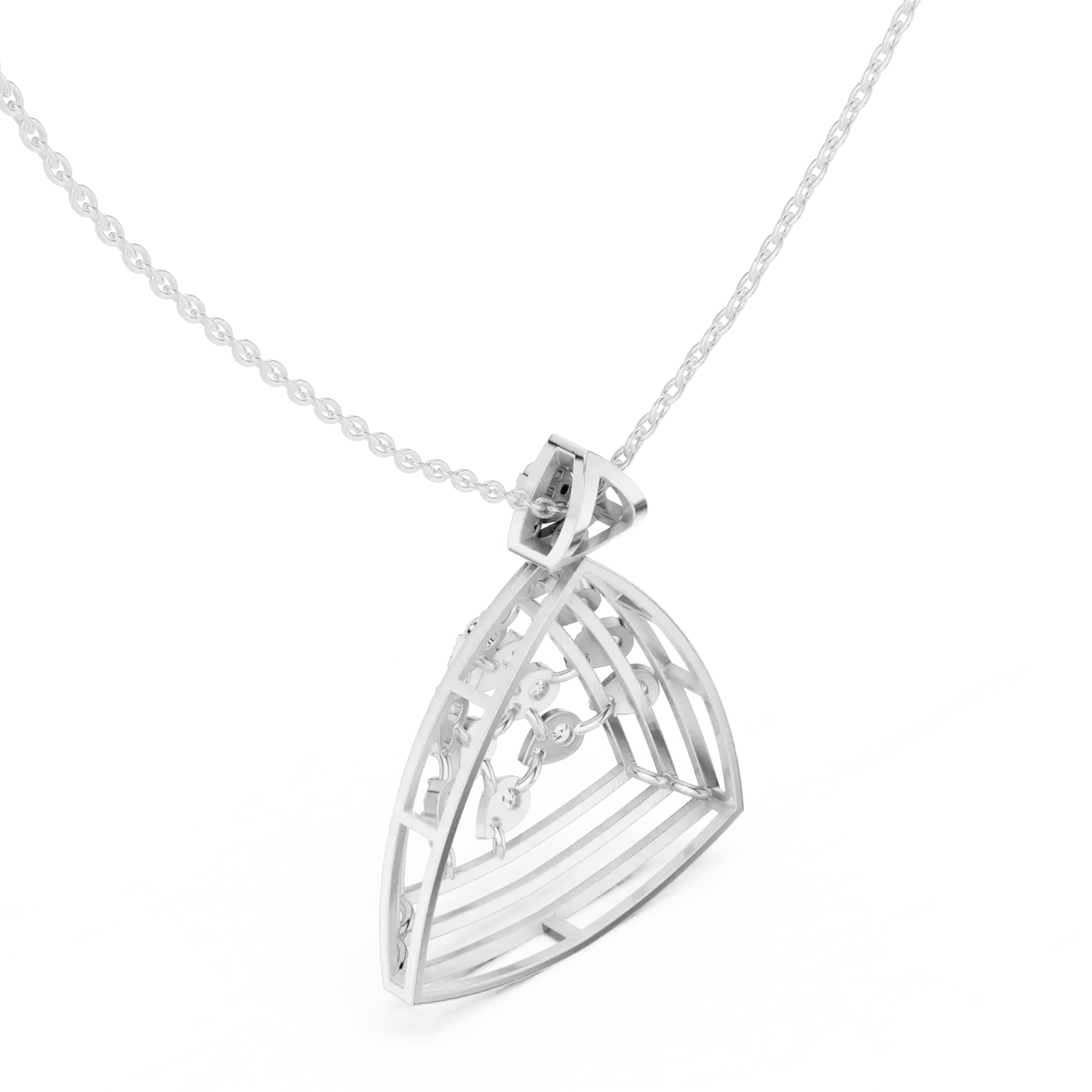 MJP16 - Concentric Triangle Diamond Chevron Pendant