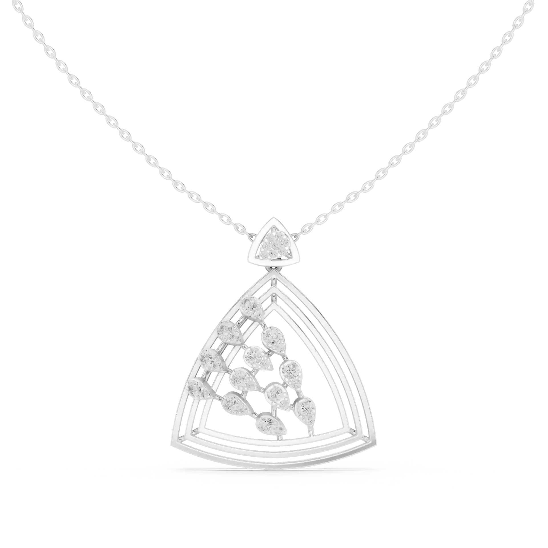 MJP16 - Concentric Triangle Diamond Chevron Pendant
