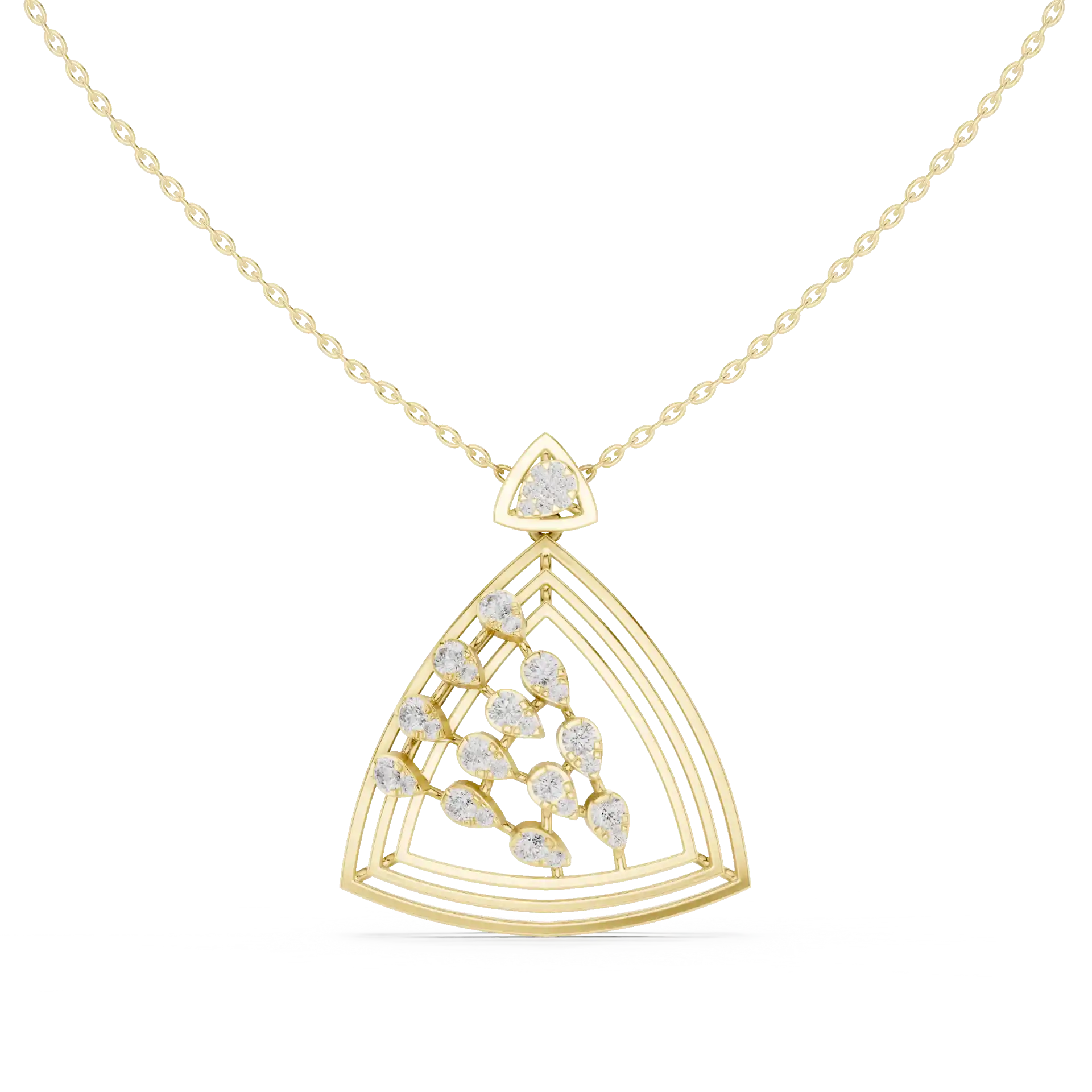 MJP16 - Concentric Triangle Diamond Chevron Pendant
