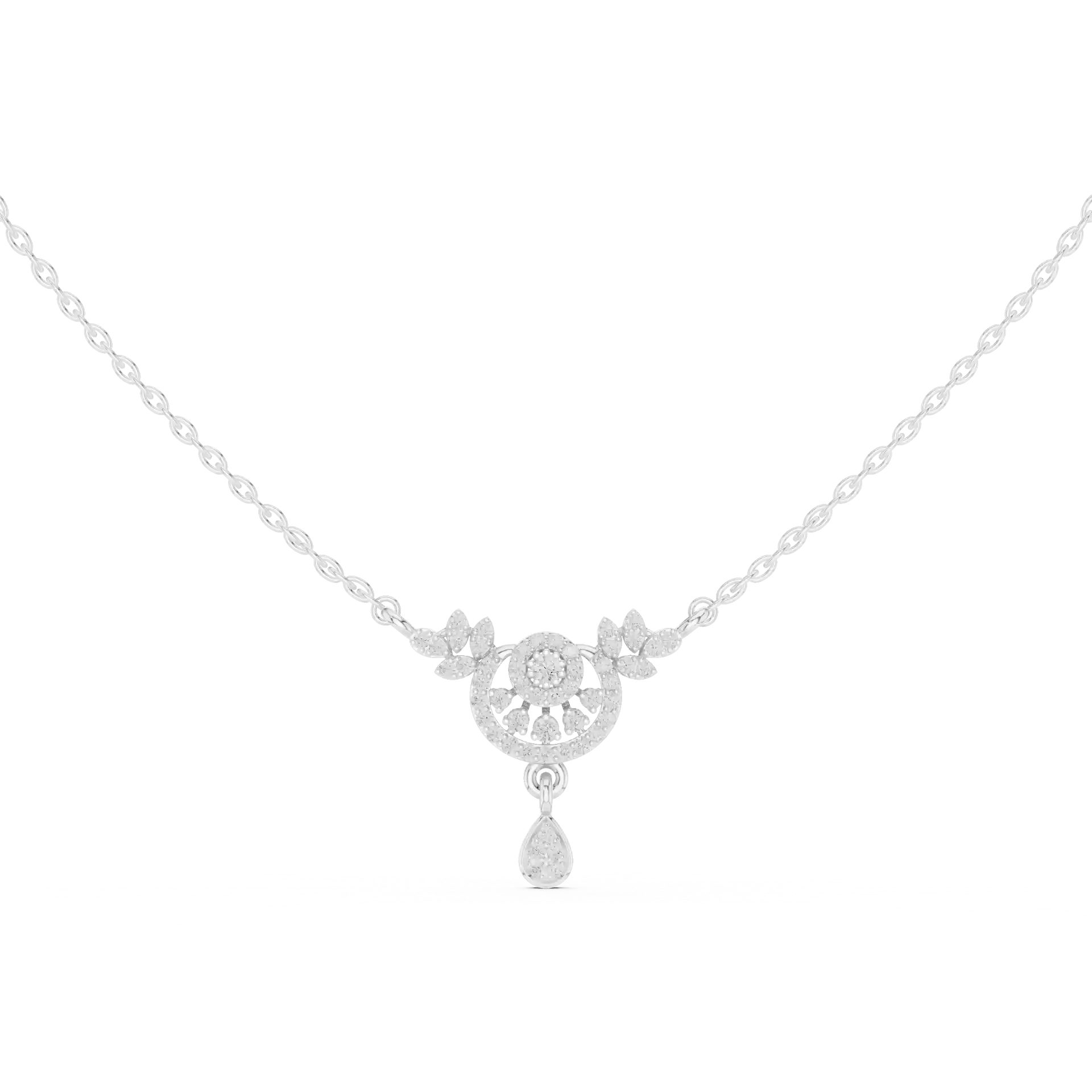 MJP22 - Sunburst Medallion Pear Dangle Pendant