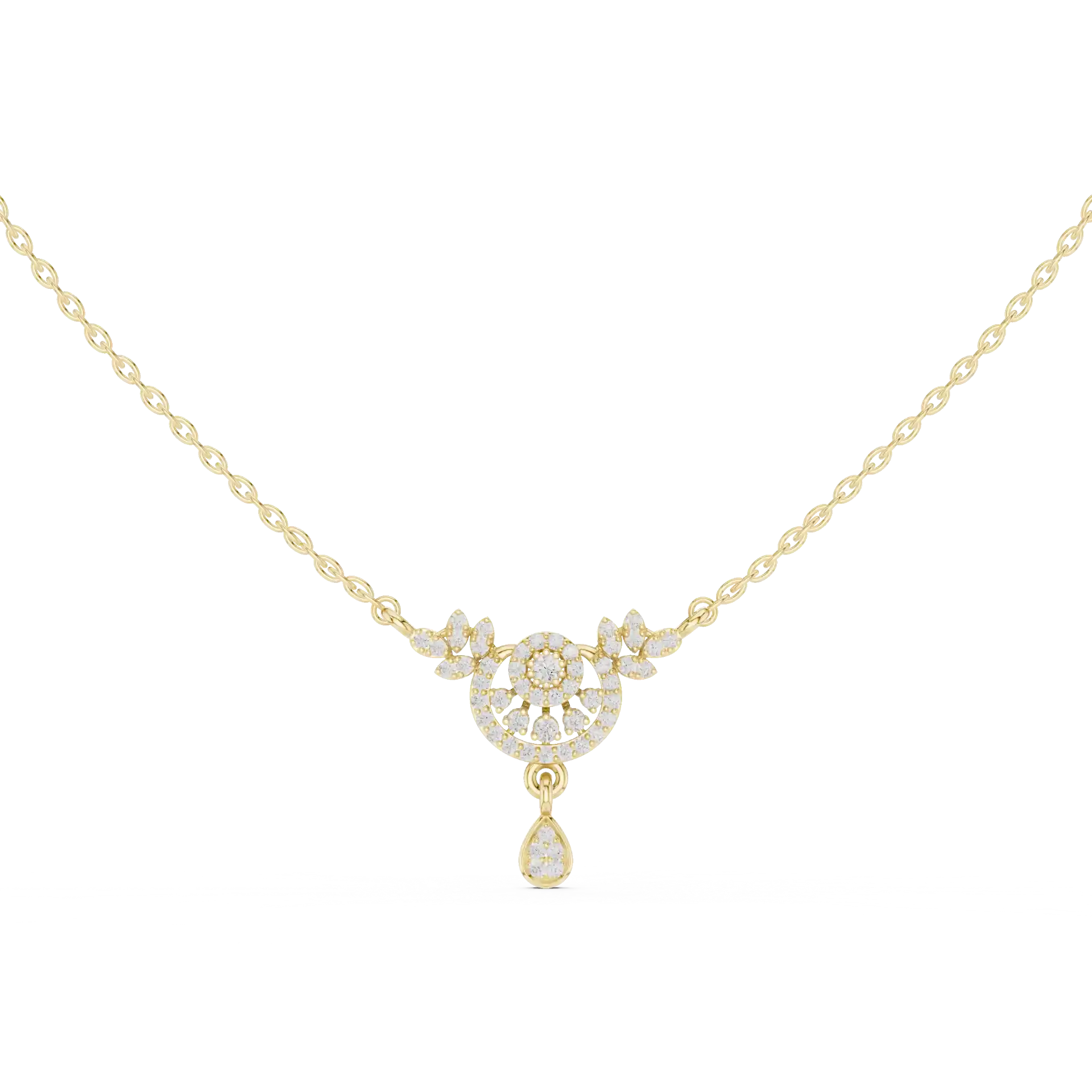 MJP22 - Sunburst Medallion Pear Dangle Pendant