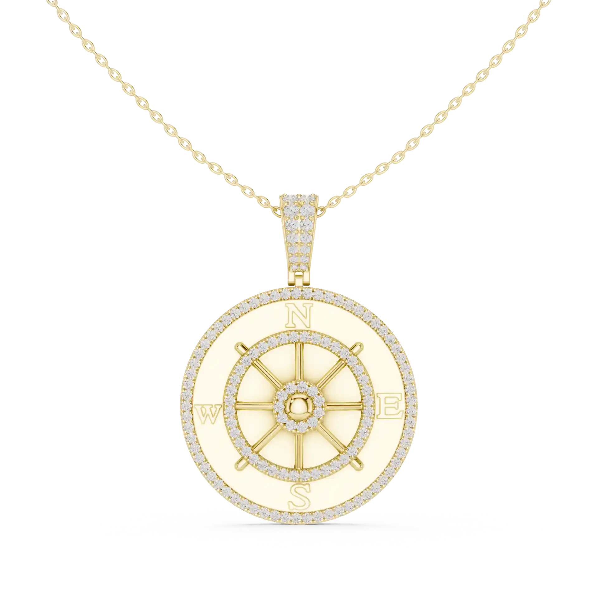 MJP23 - Cardinal Points Ship Wheel Emblem Pendant