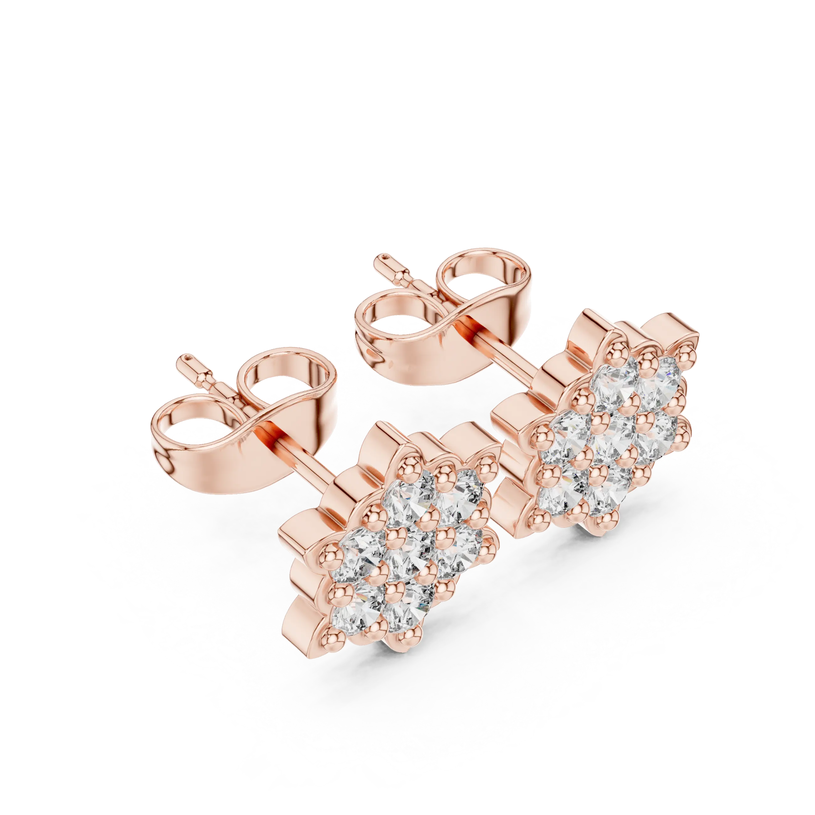 MJER68 - Floral Mosaic Pavé-Set Post Earrings