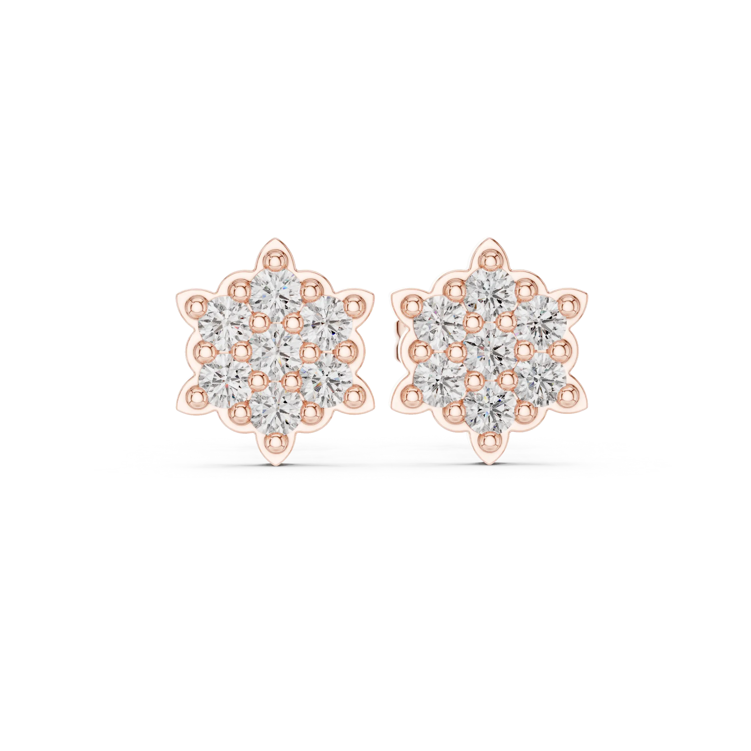 MJER68 - Floral Mosaic Pavé-Set Post Earrings