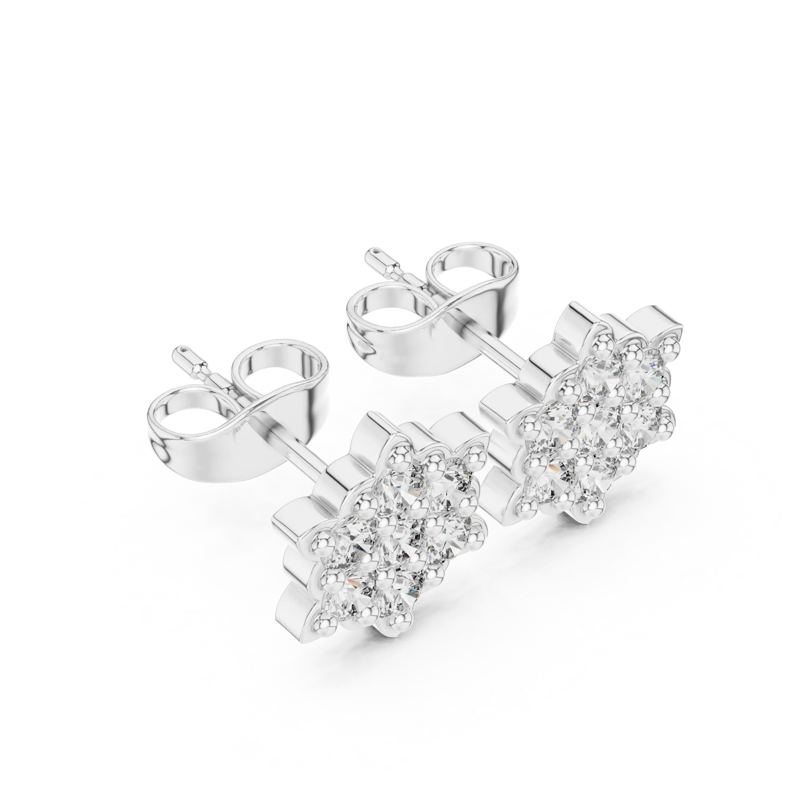 MJER68 - Floral Mosaic Pavé-Set Post Earrings