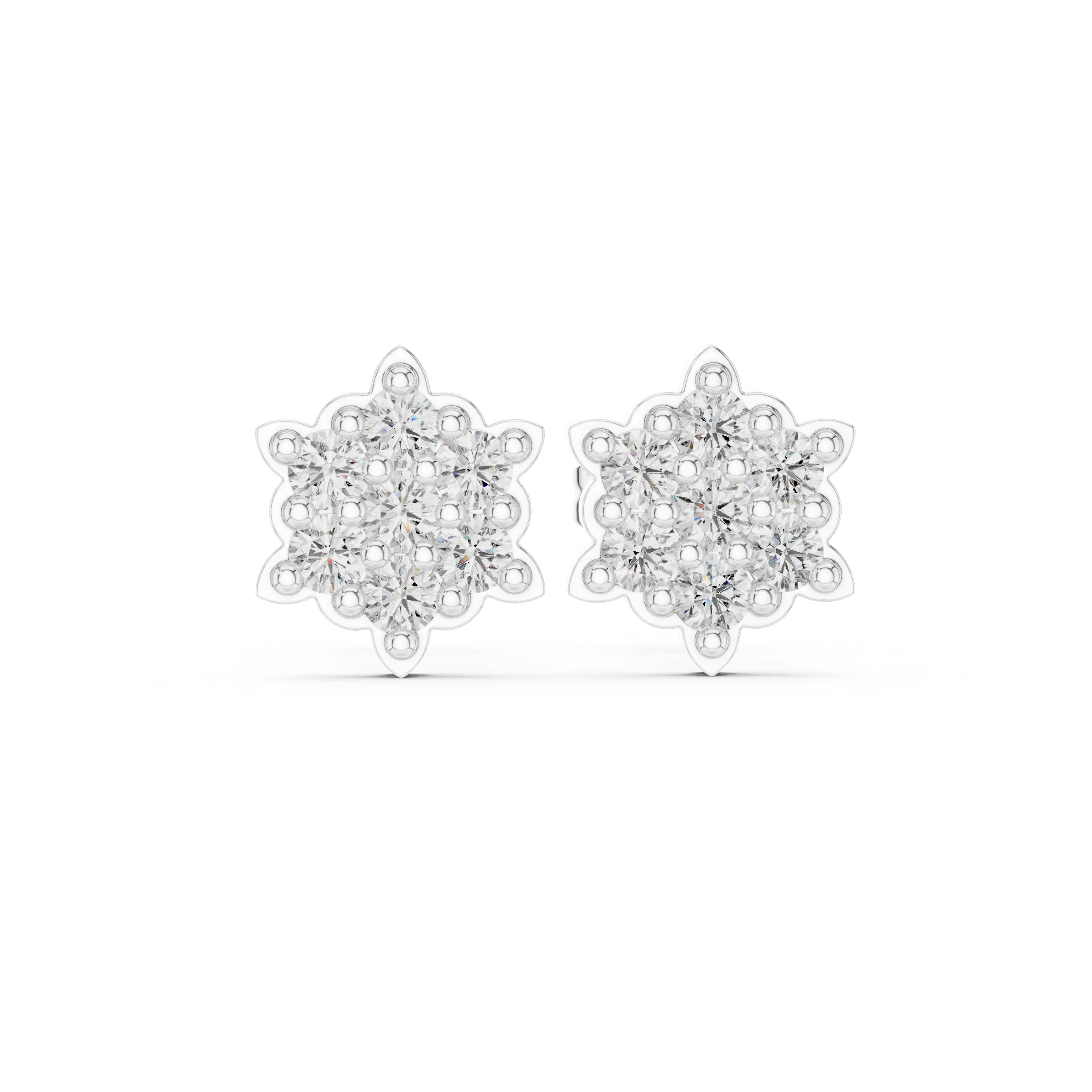 MJER68 - Floral Mosaic Pavé-Set Post Earrings