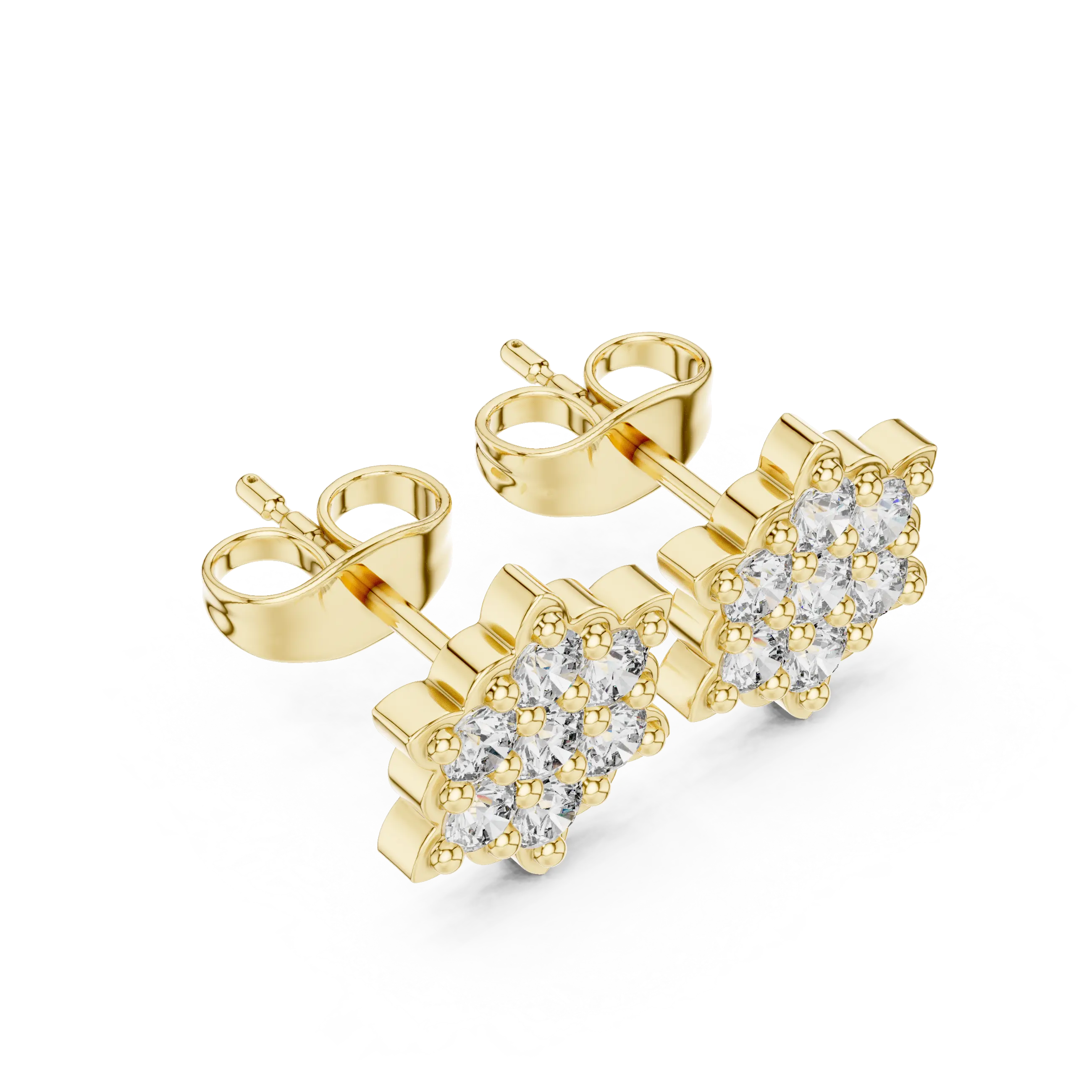 MJER68 - Floral Mosaic Pavé-Set Post Earrings