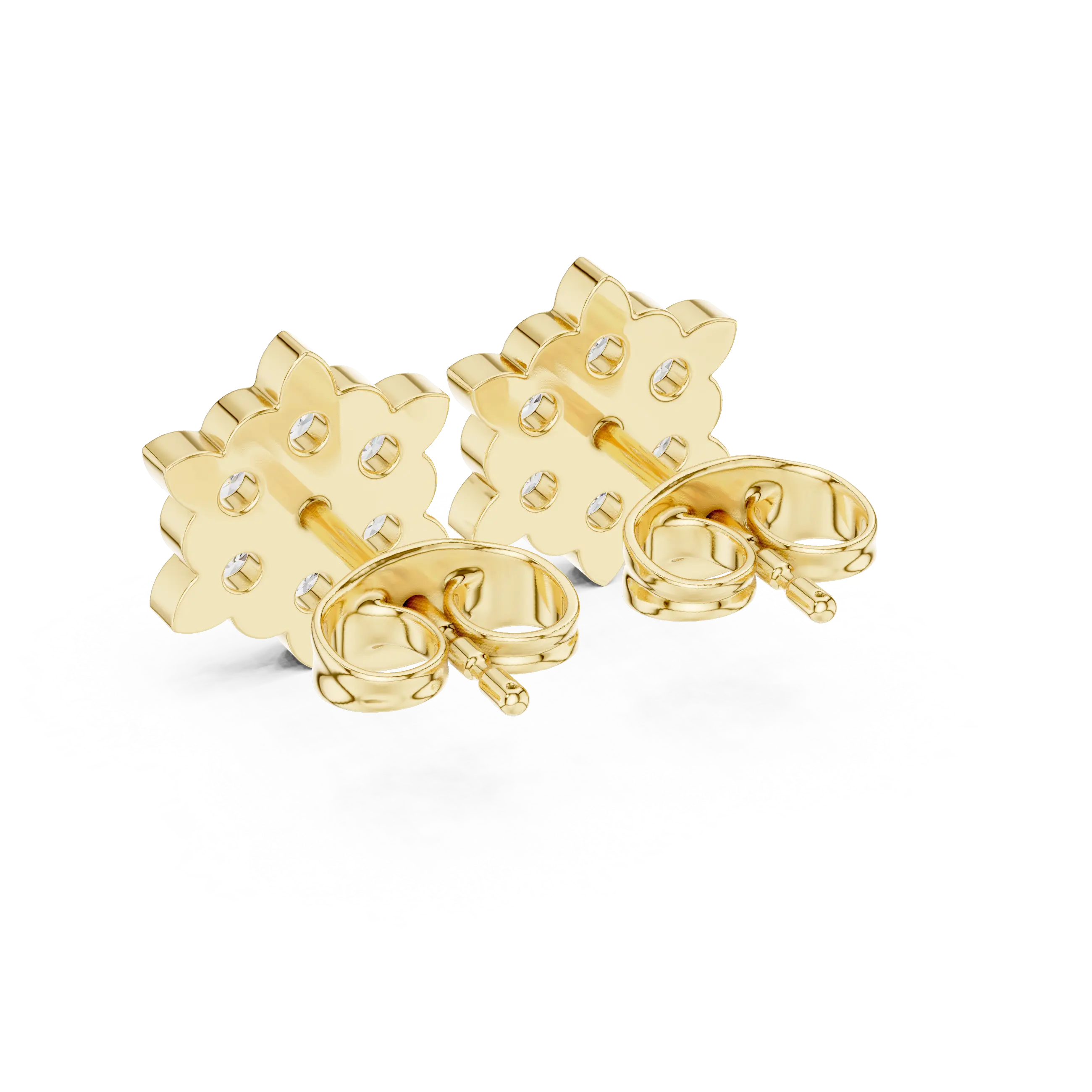 MJER68 - Floral Mosaic Pavé-Set Post Earrings