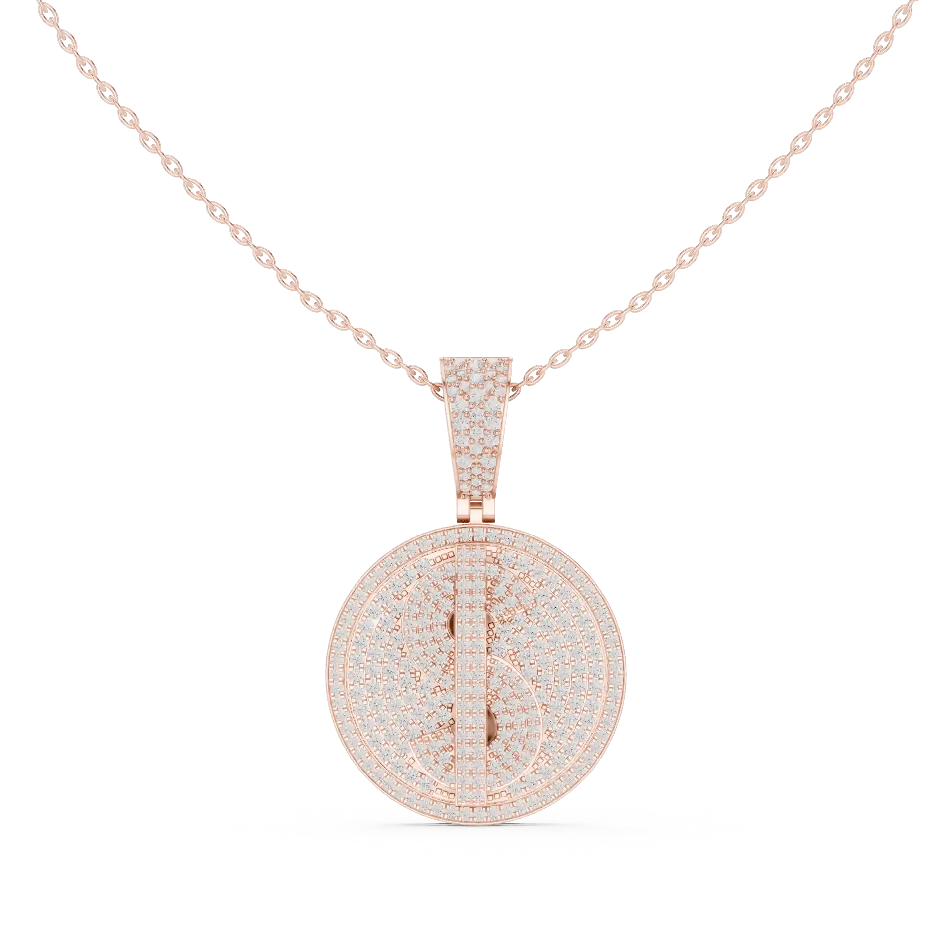 MJP25 - Dollar Sign Iced Medallion Pendant