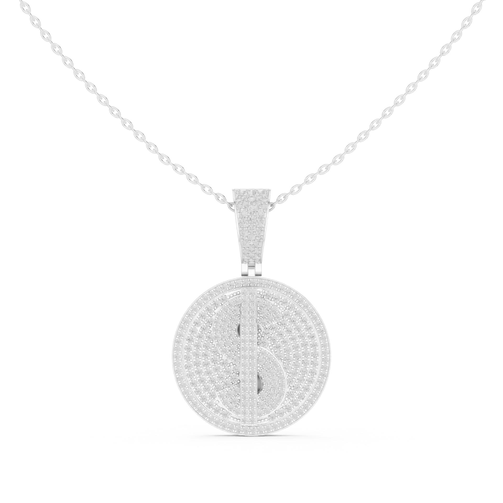 MJP25 - Dollar Sign Iced Medallion Pendant