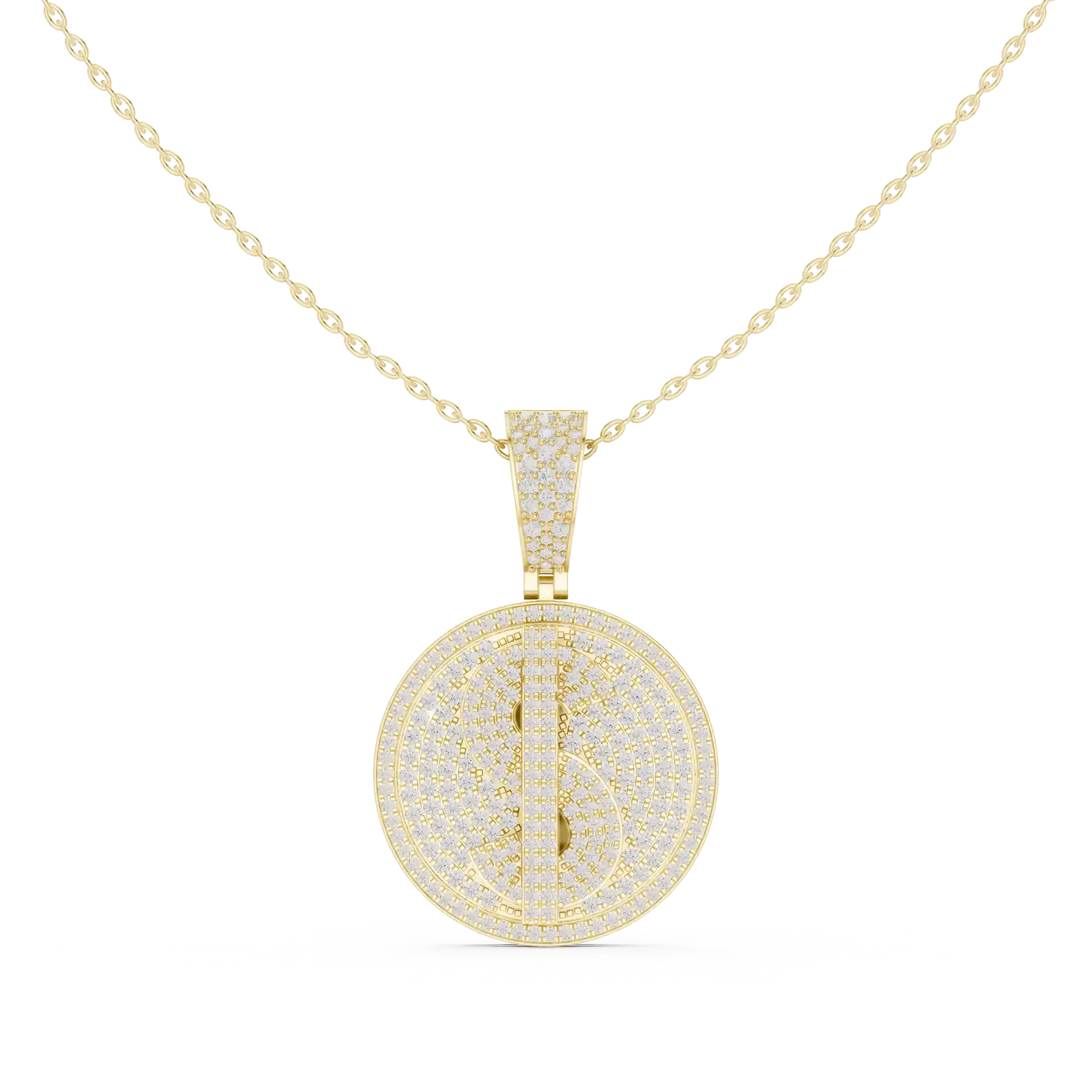 MJP25 - Dollar Sign Iced Medallion Pendant