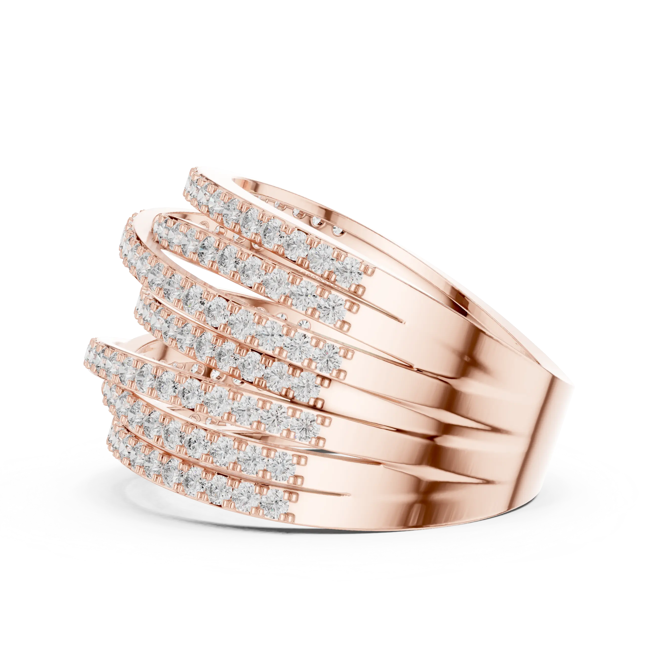 MJA007 - Elegant Wide Multi-Strand White Gold Band
