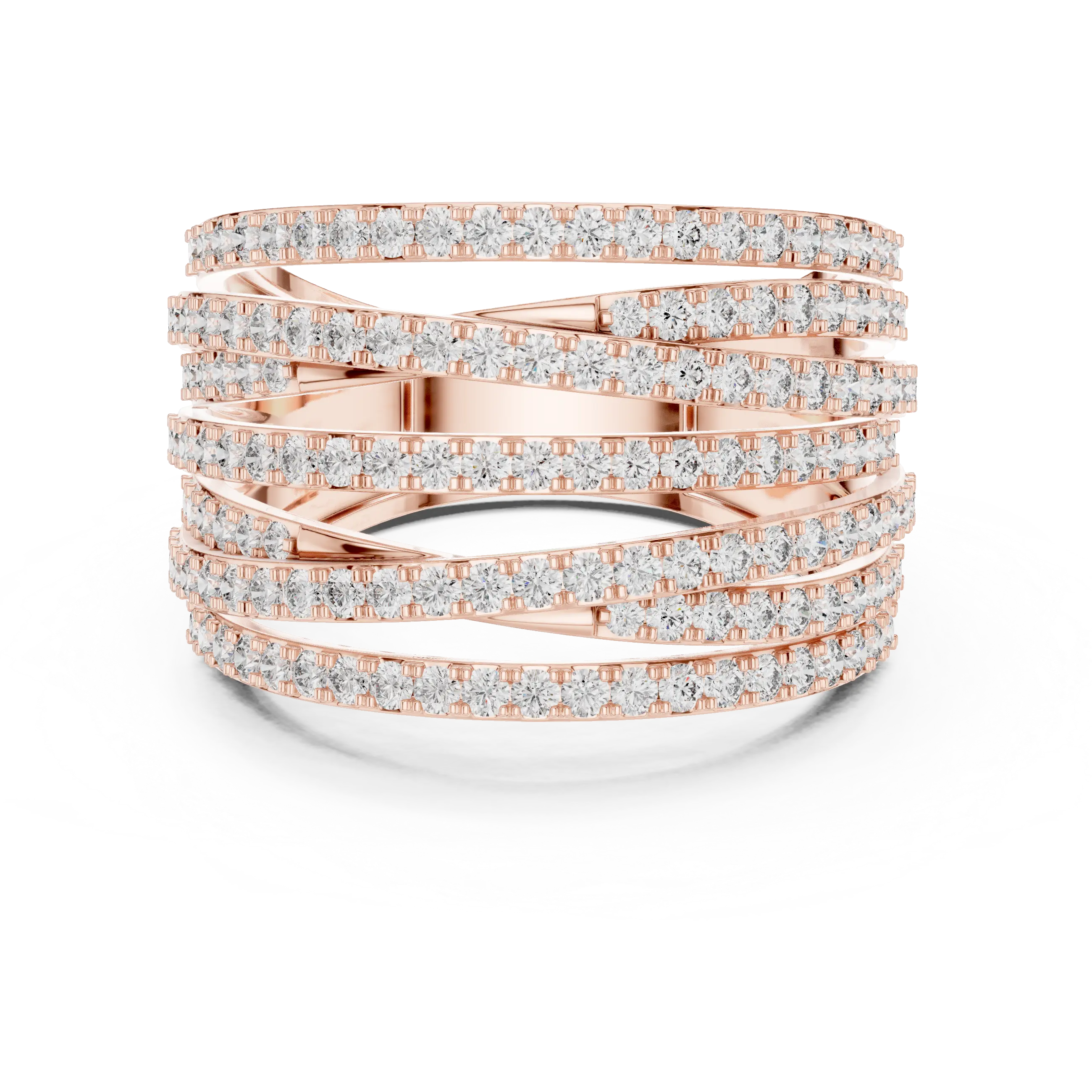 MJA007 - Elegant Wide Multi-Strand White Gold Band