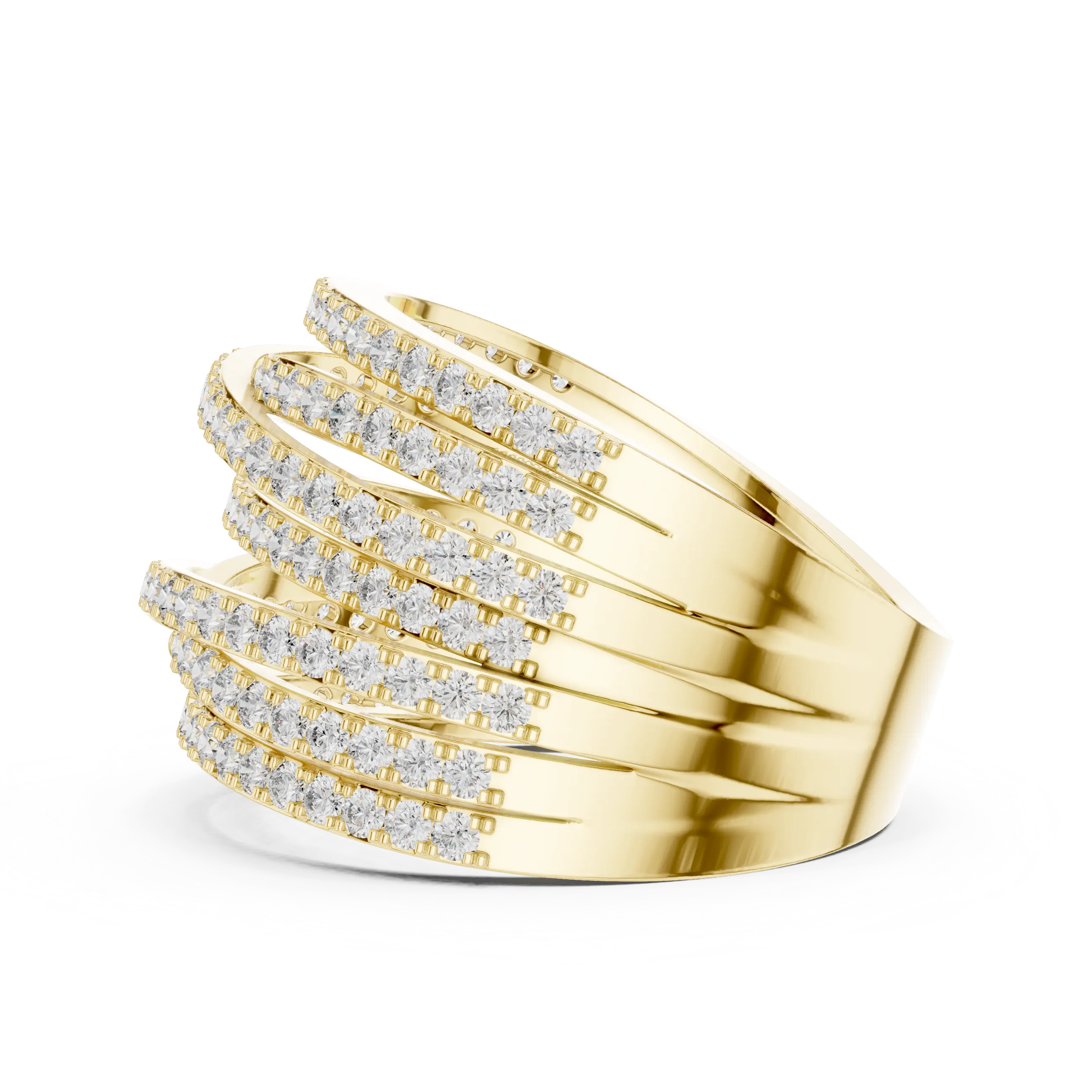 MJA007 - Elegant Wide Multi-Strand White Gold Band