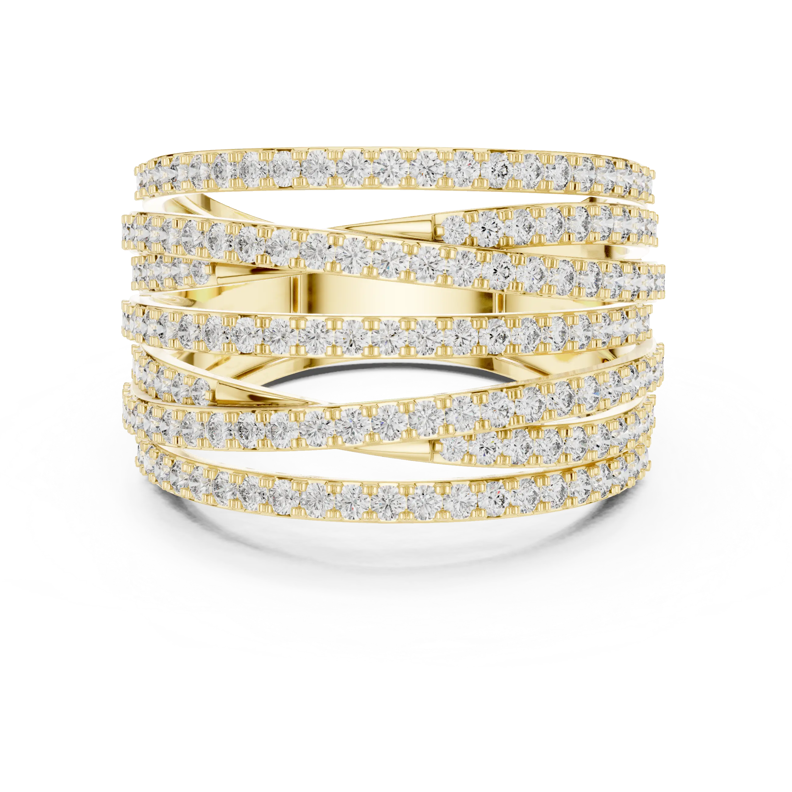 MJA007 - Elegant Wide Multi-Strand White Gold Band