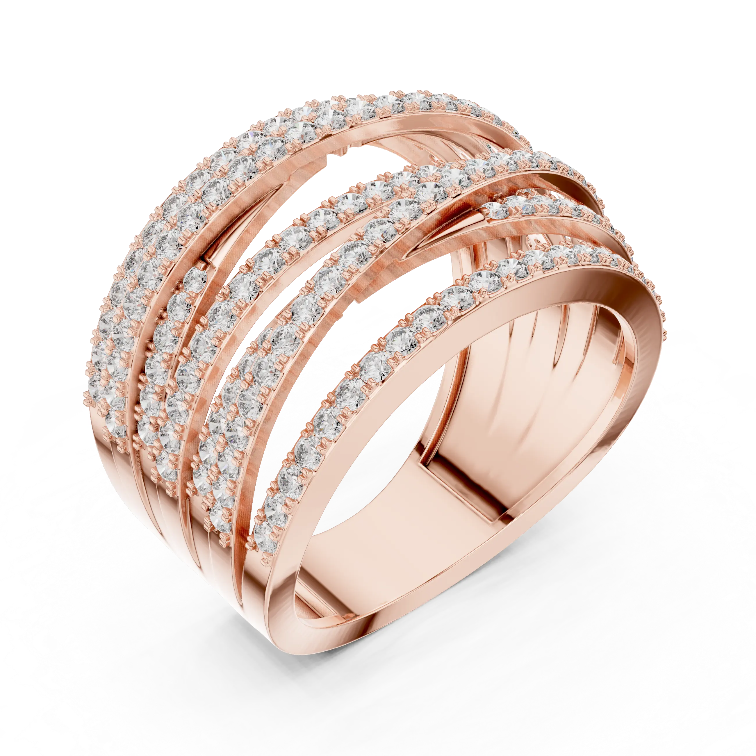 MJA007 - Elegant Wide Multi-Strand White Gold Band