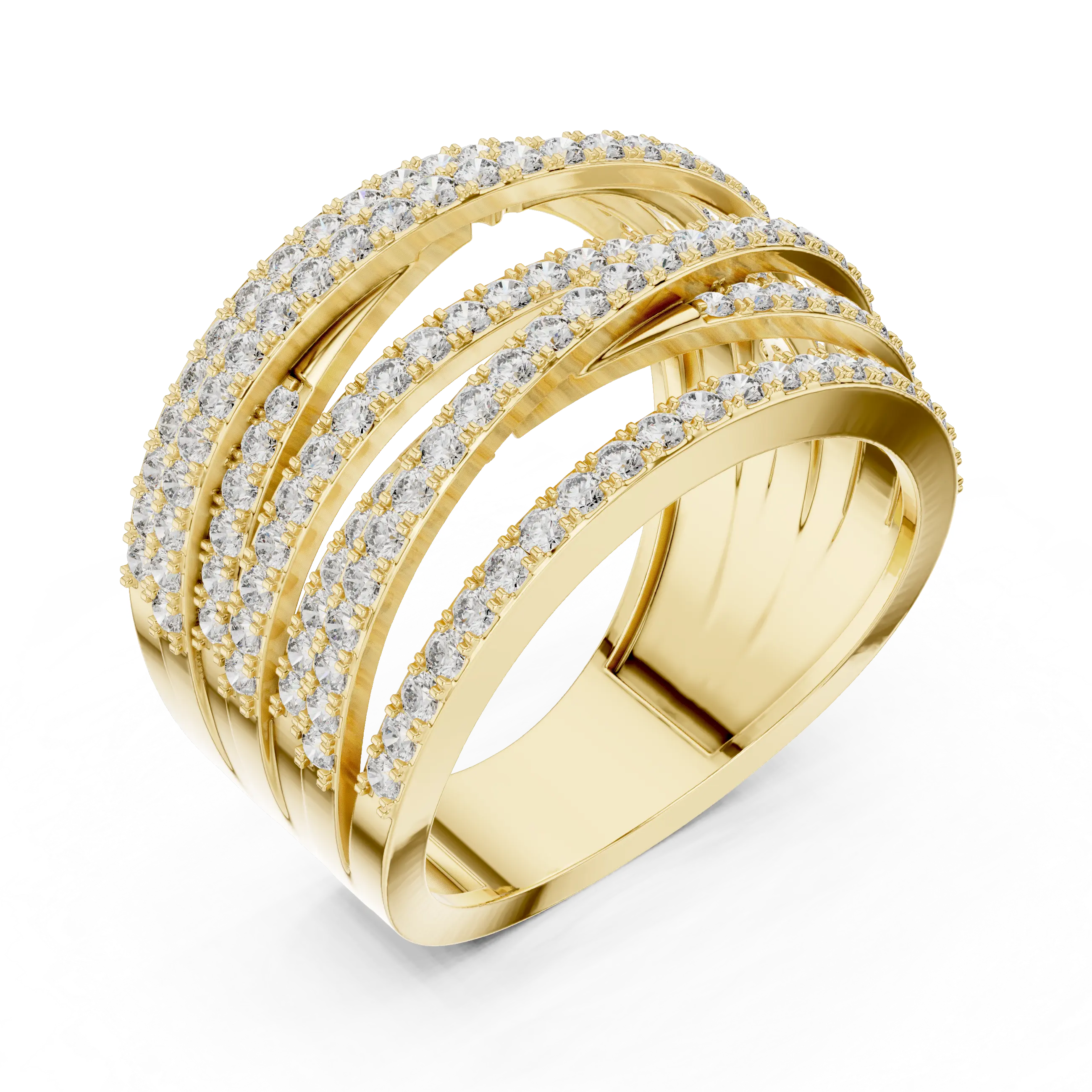 MJA007 - Elegant Wide Multi-Strand White Gold Band