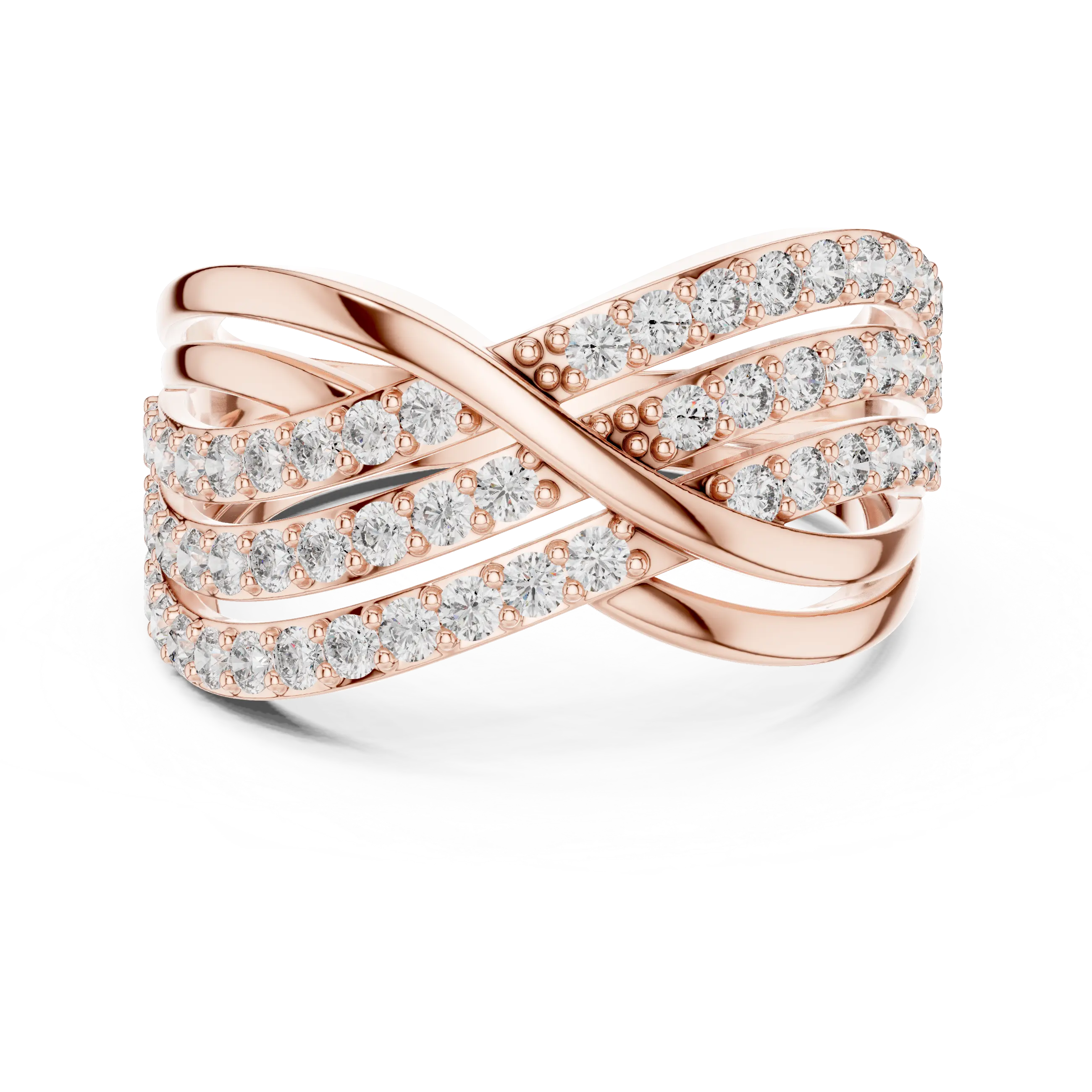 MJA008 - Multi-Row Criss-Cross Diamond Statement Ring