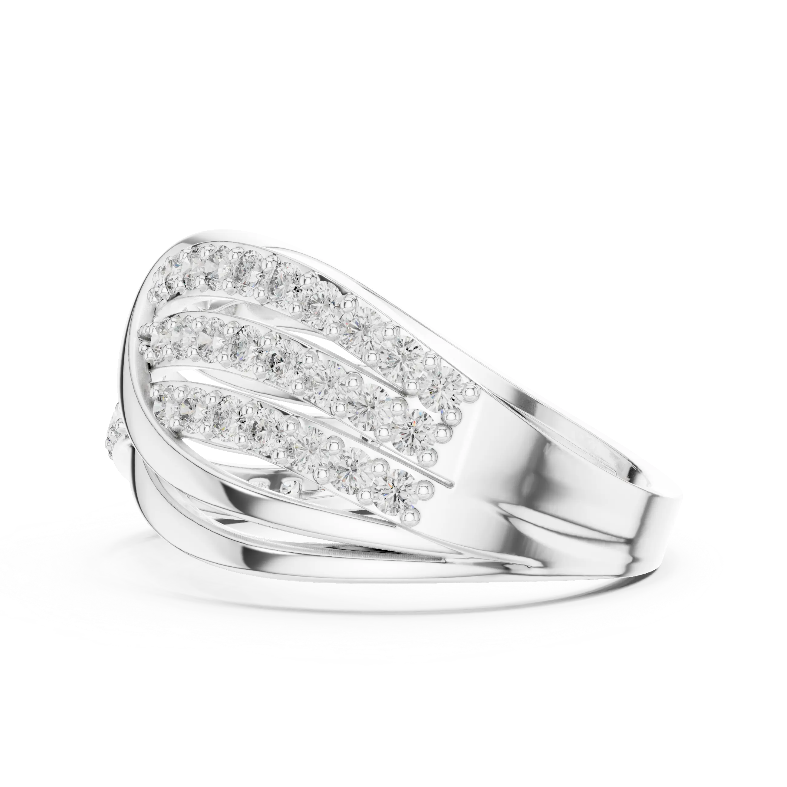 MJA008 - Multi-Row Criss-Cross Diamond Statement Ring