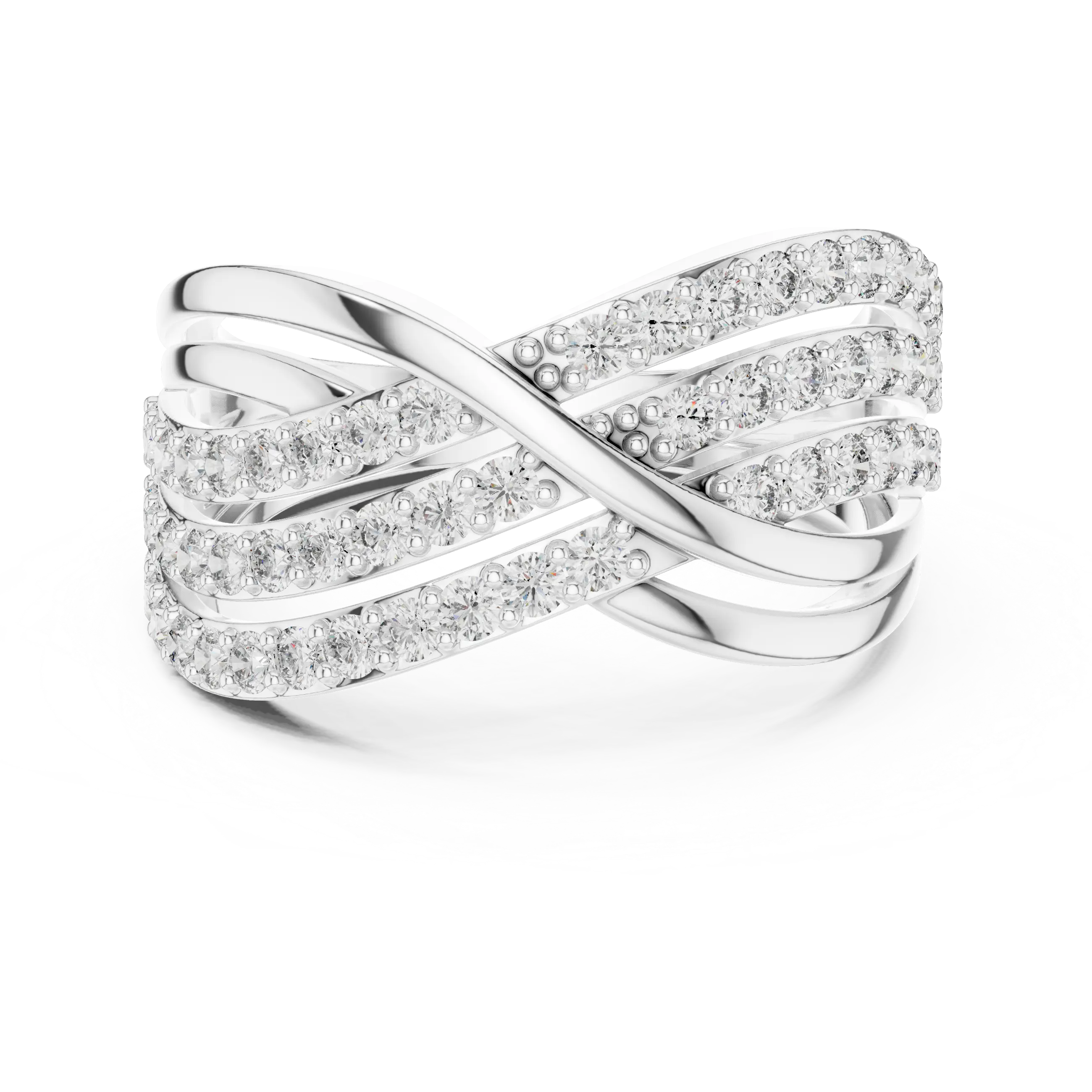 MJA008 - Multi-Row Criss-Cross Diamond Statement Ring