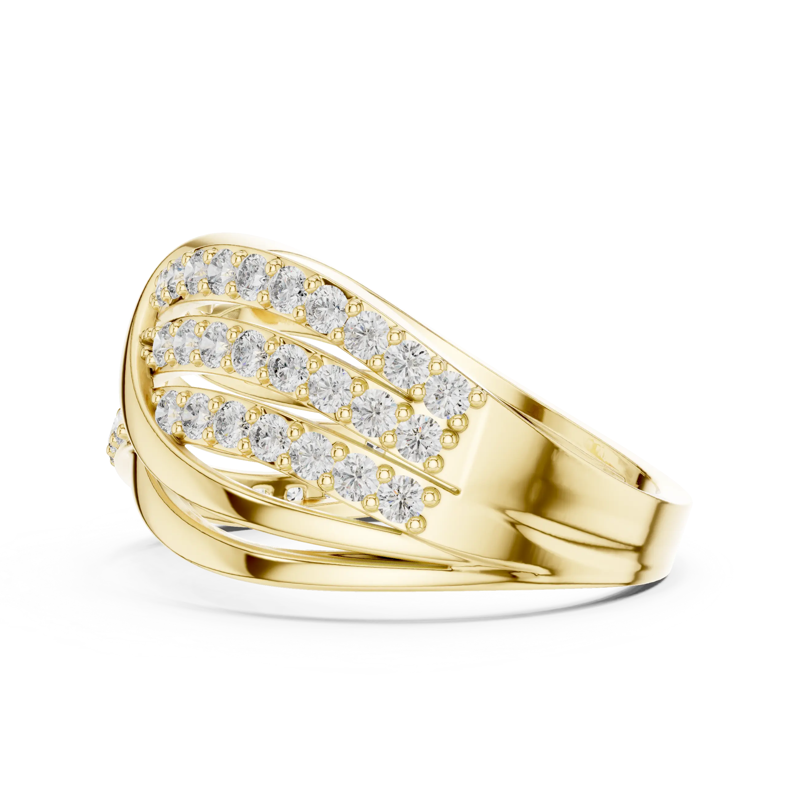 MJA008 - Multi-Row Criss-Cross Diamond Statement Ring
