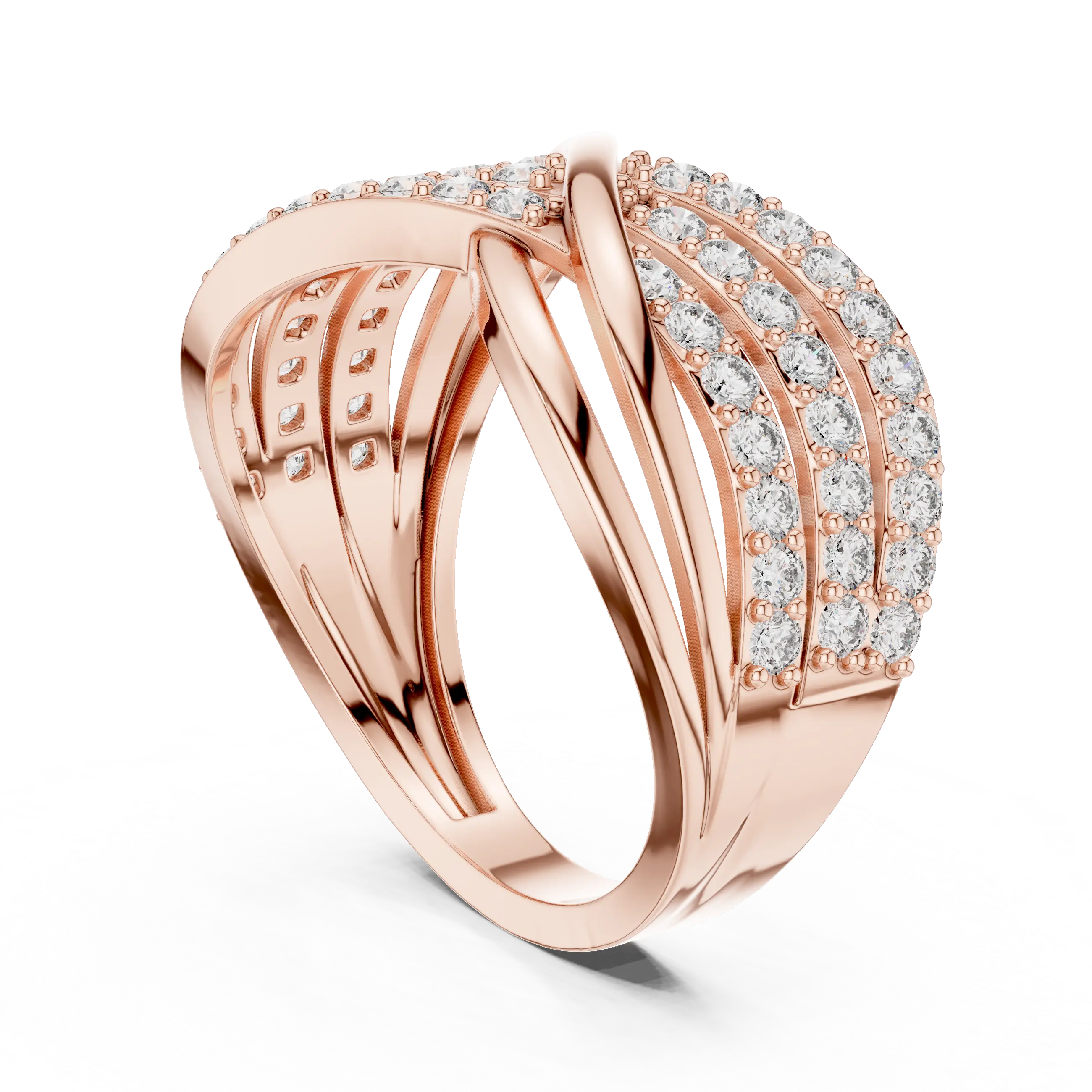 MJA008 - Multi-Row Criss-Cross Diamond Statement Ring