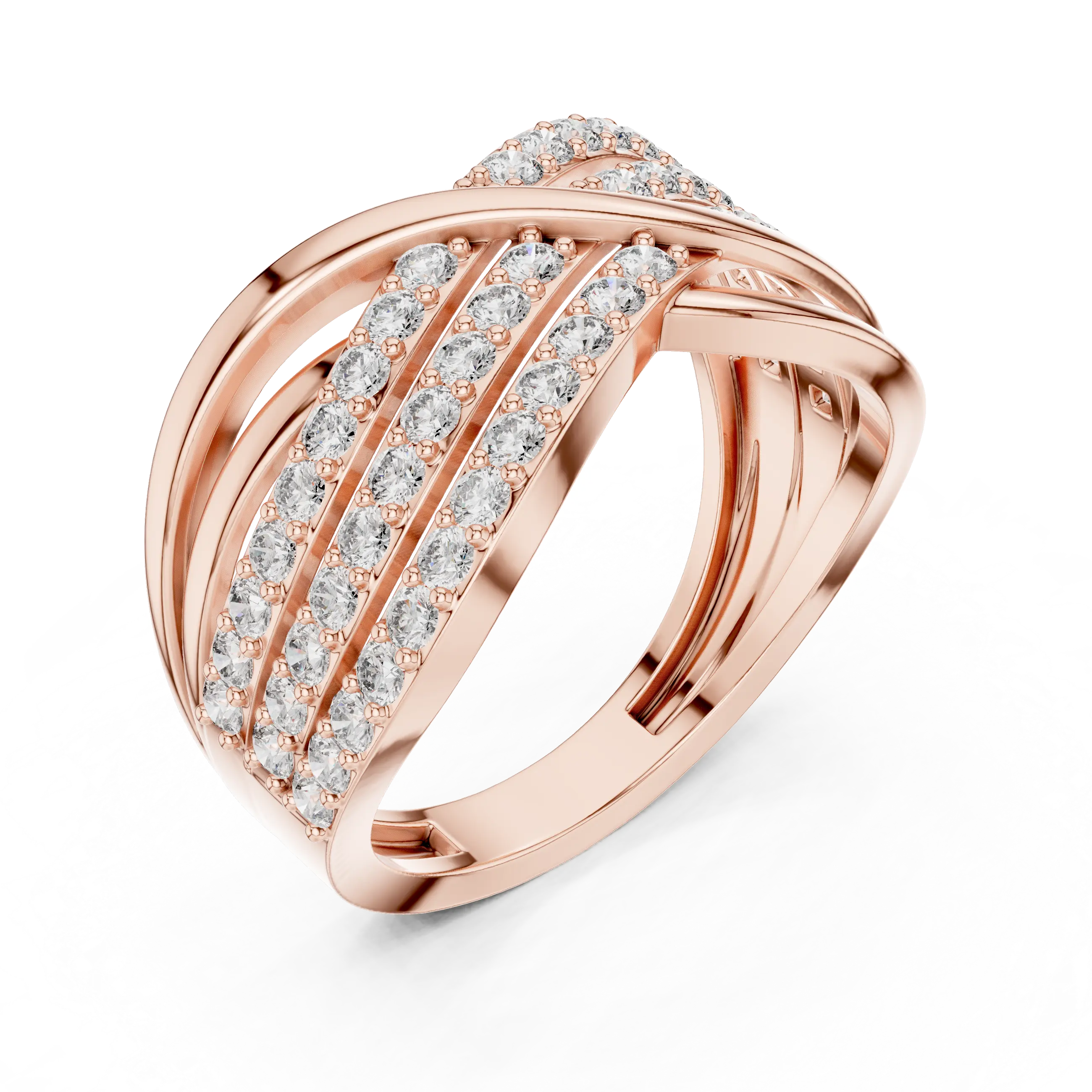 MJA008 - Multi-Row Criss-Cross Diamond Statement Ring