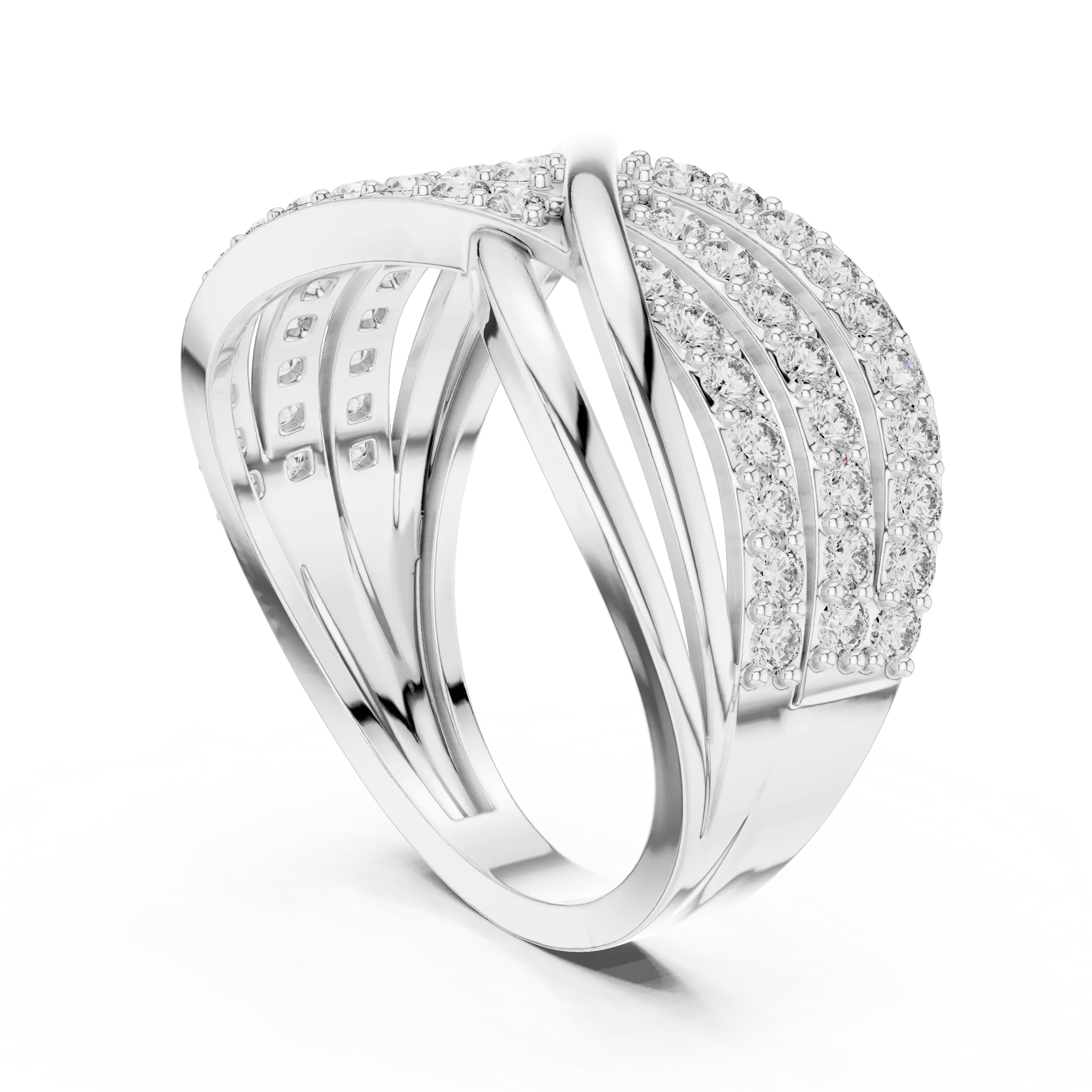 MJA008 - Multi-Row Criss-Cross Diamond Statement Ring