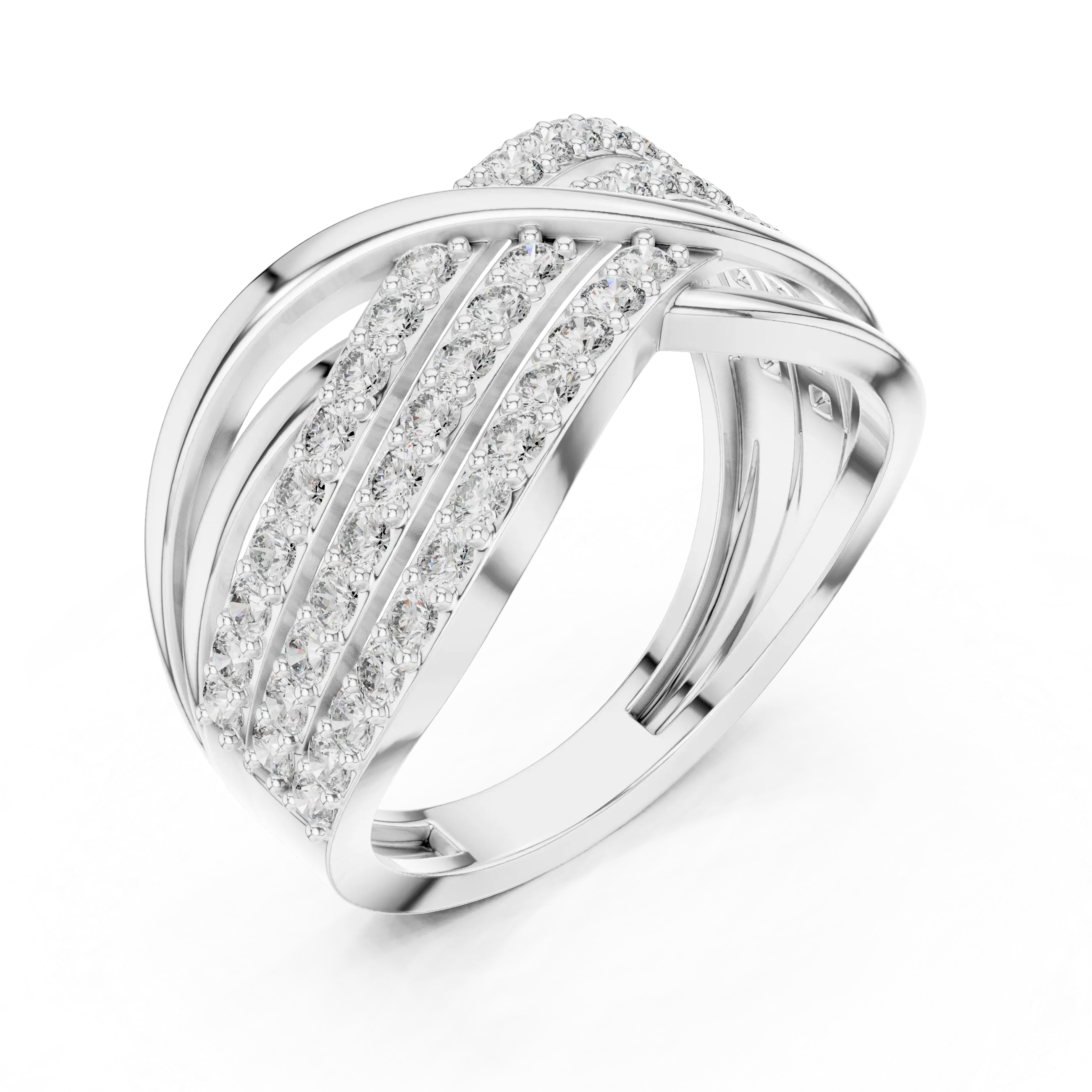 MJA008 - Multi-Row Criss-Cross Diamond Statement Ring