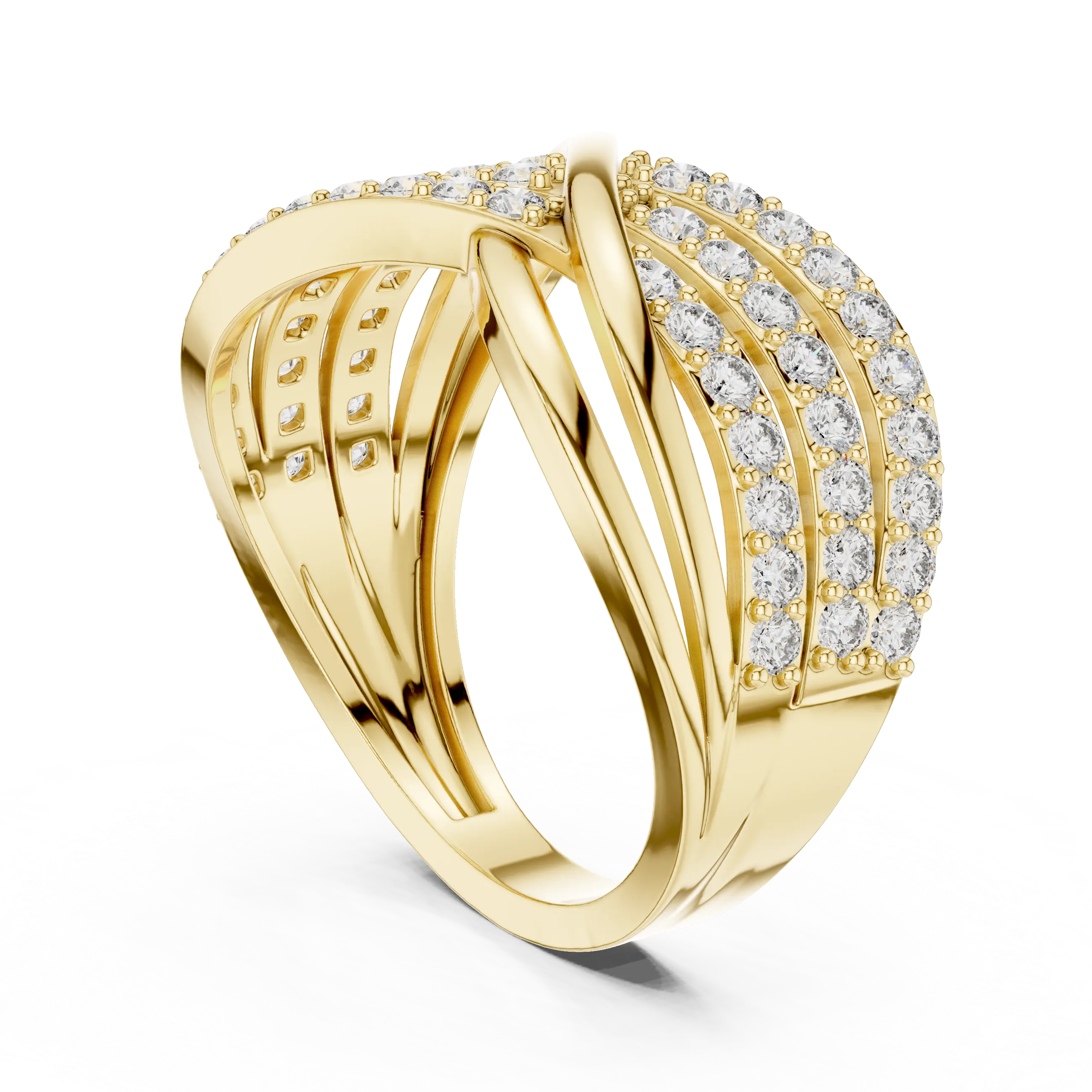 MJA008 - Multi-Row Criss-Cross Diamond Statement Ring
