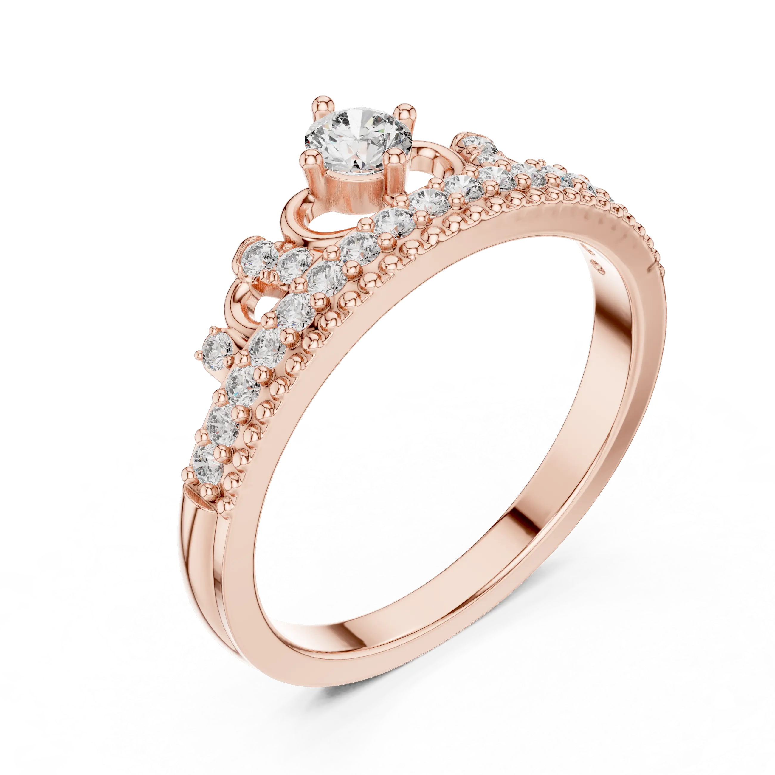 MJCLS2 - Tiara Crown Ring with Milgrain Trimmed Accent Band