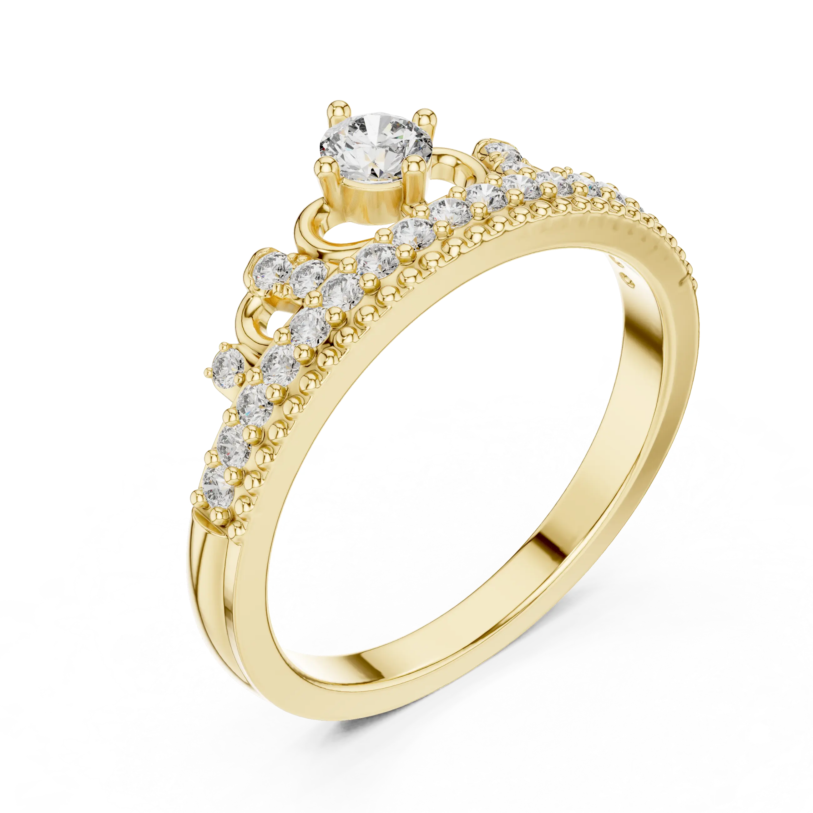 MJCLS2 - Tiara Crown Ring with Milgrain Trimmed Accent Band