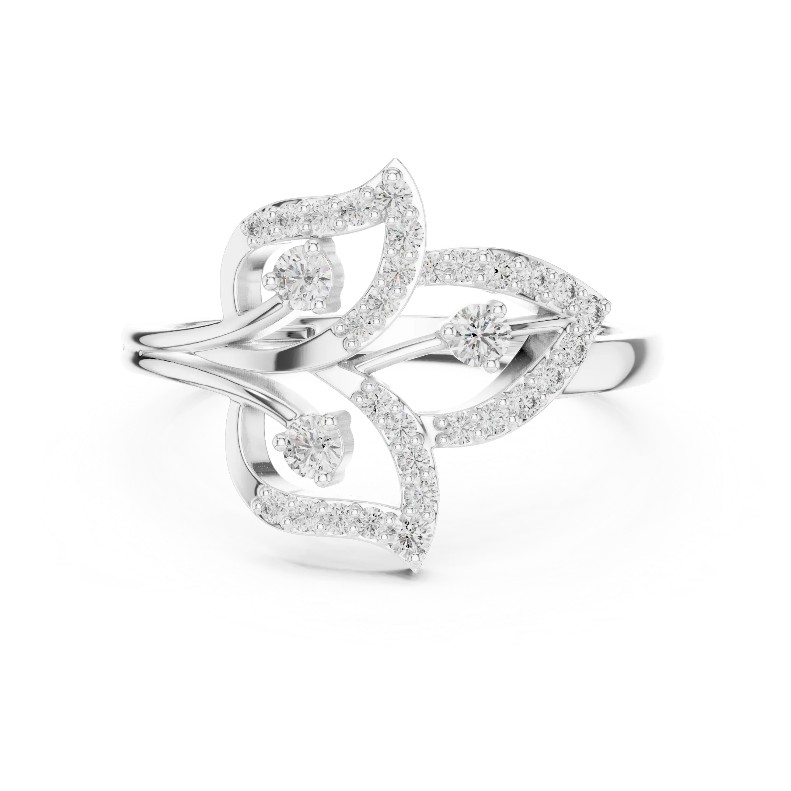 MJA010 - Botanical Three-Leaf Diamond Statement Ring