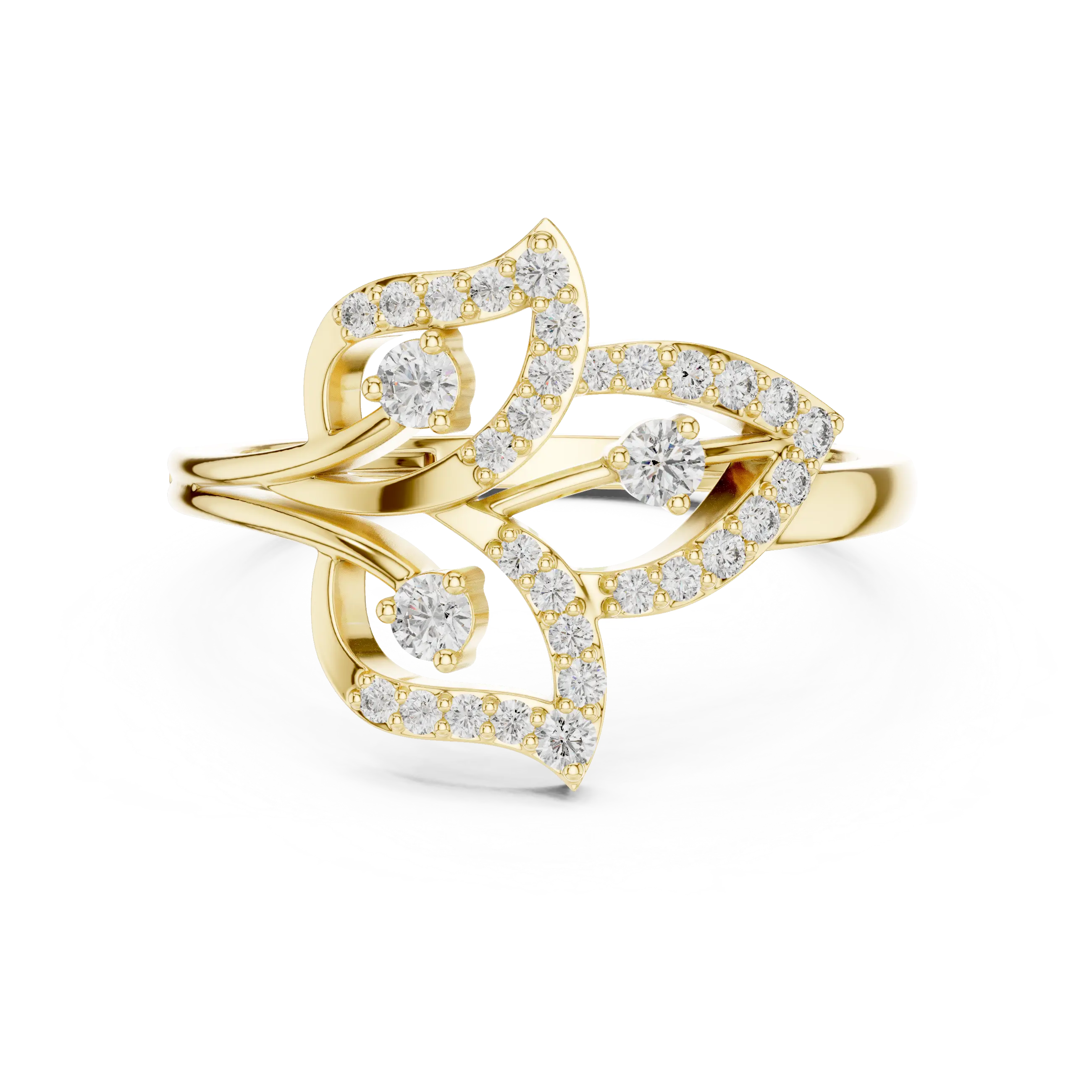 MJA010 - Botanical Three-Leaf Diamond Statement Ring
