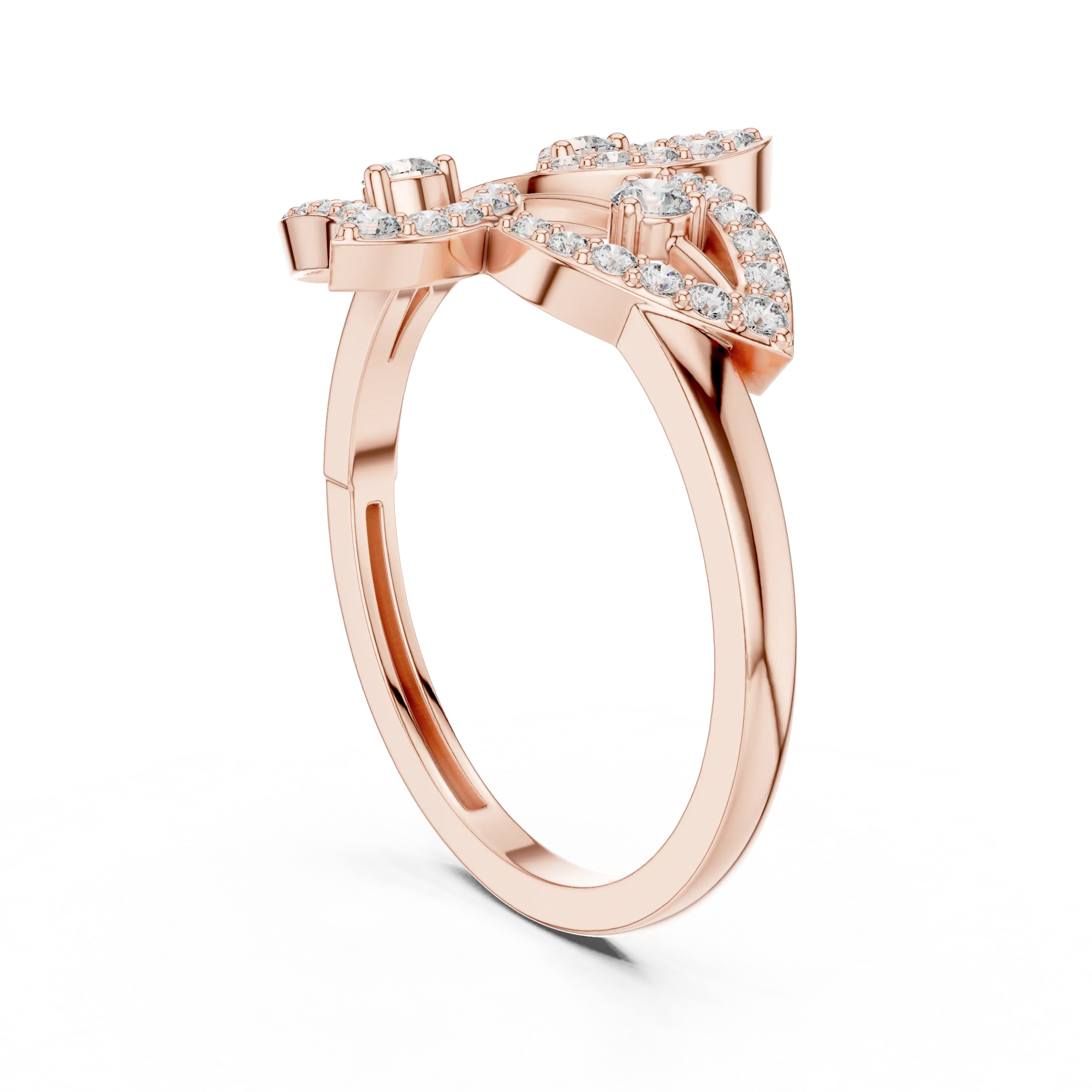 MJA010 - Botanical Three-Leaf Diamond Statement Ring