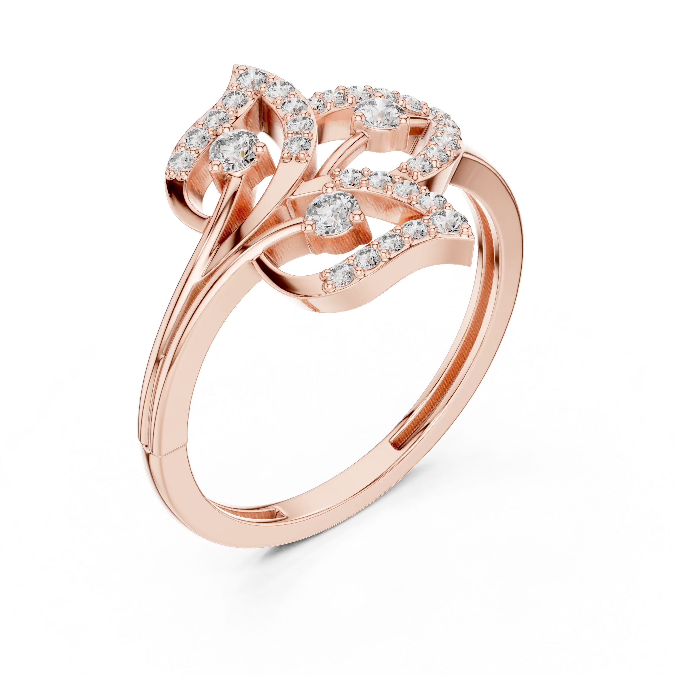 MJA010 - Botanical Three-Leaf Diamond Statement Ring