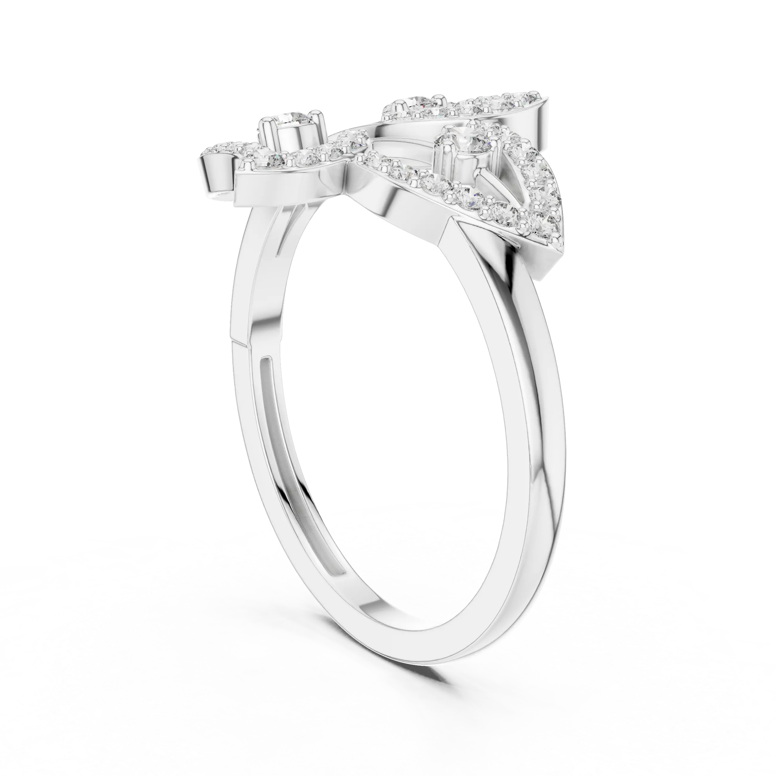 MJA010 - Botanical Three-Leaf Diamond Statement Ring