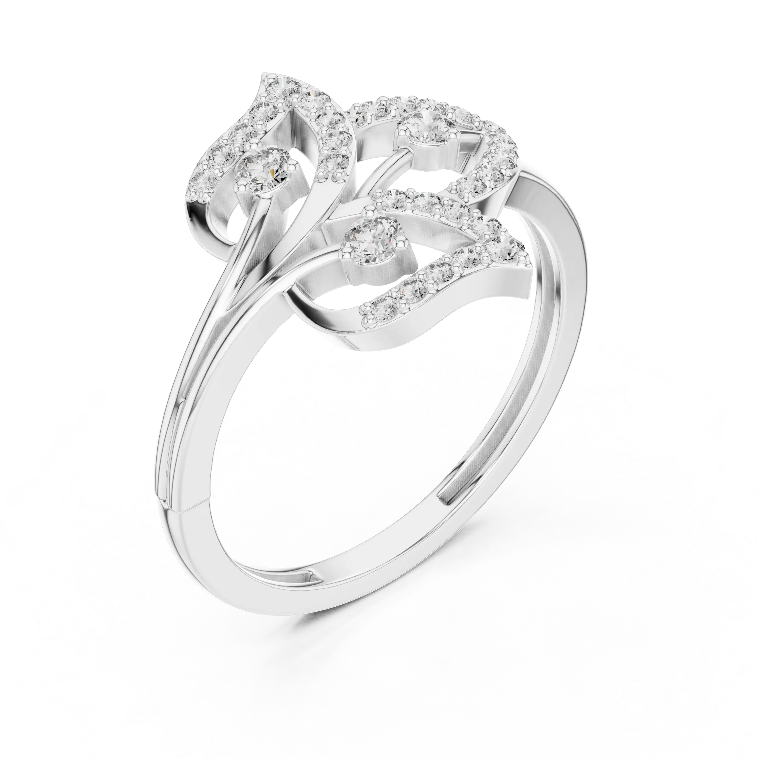 MJA010 - Botanical Three-Leaf Diamond Statement Ring