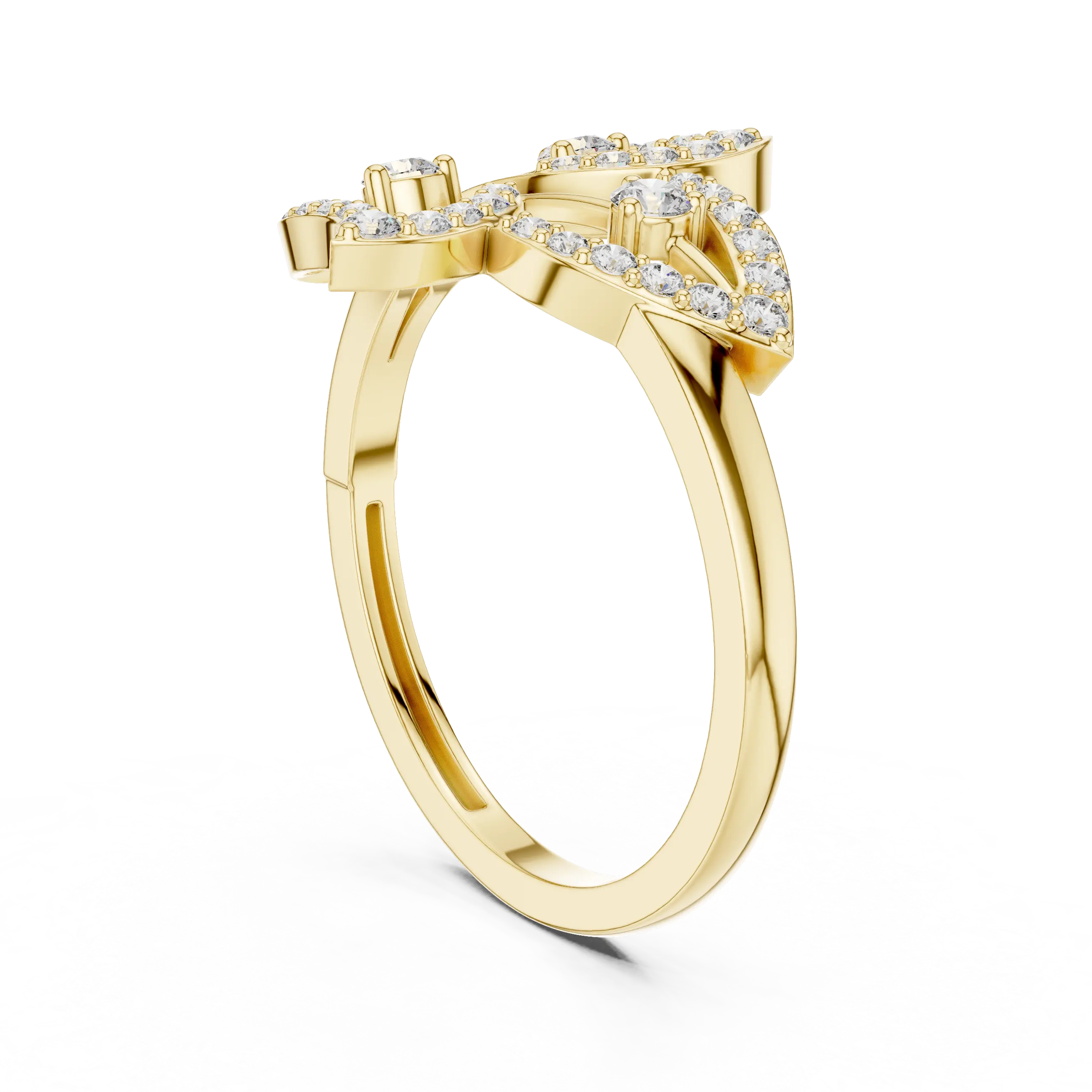 MJA010 - Botanical Three-Leaf Diamond Statement Ring