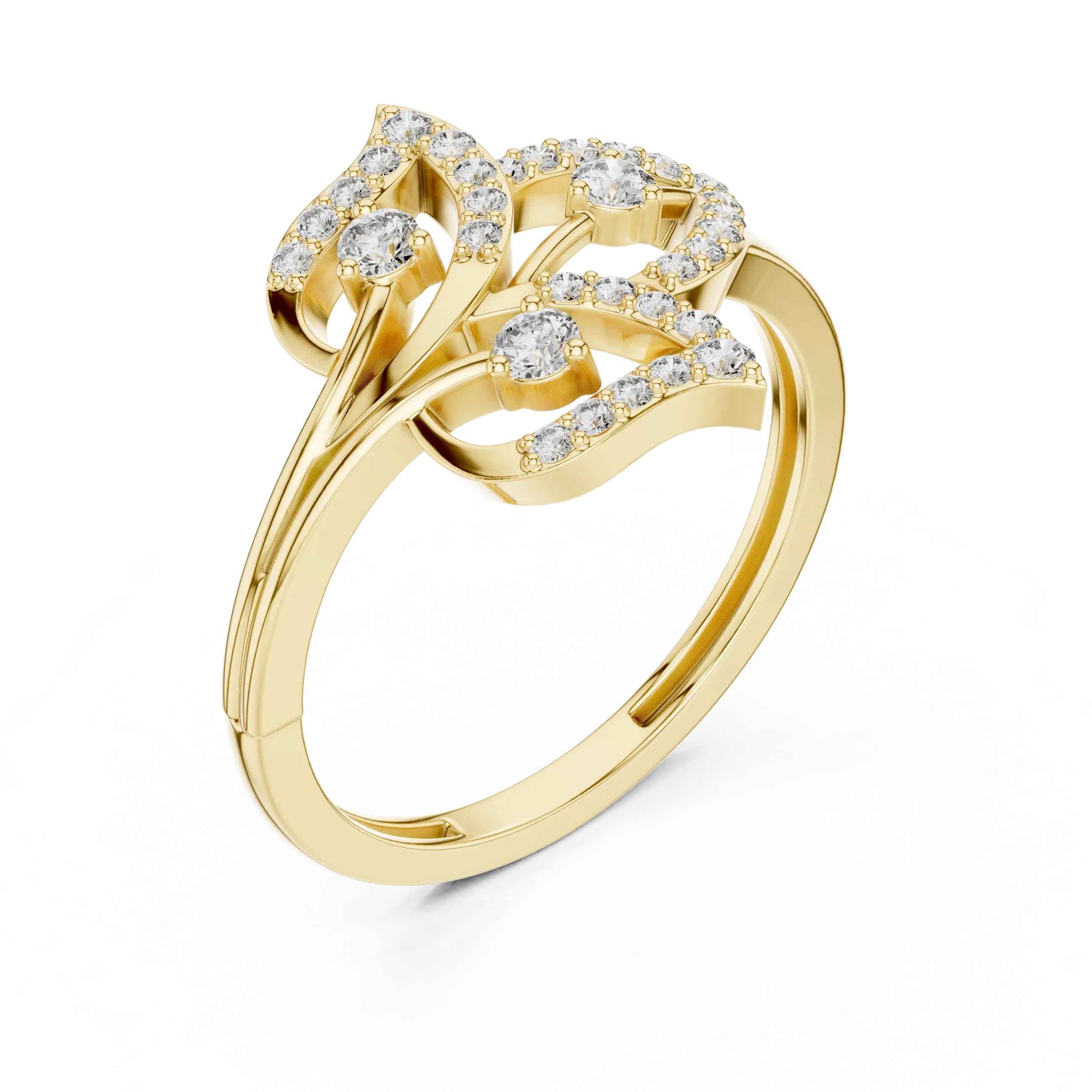 MJA010 - Botanical Three-Leaf Diamond Statement Ring
