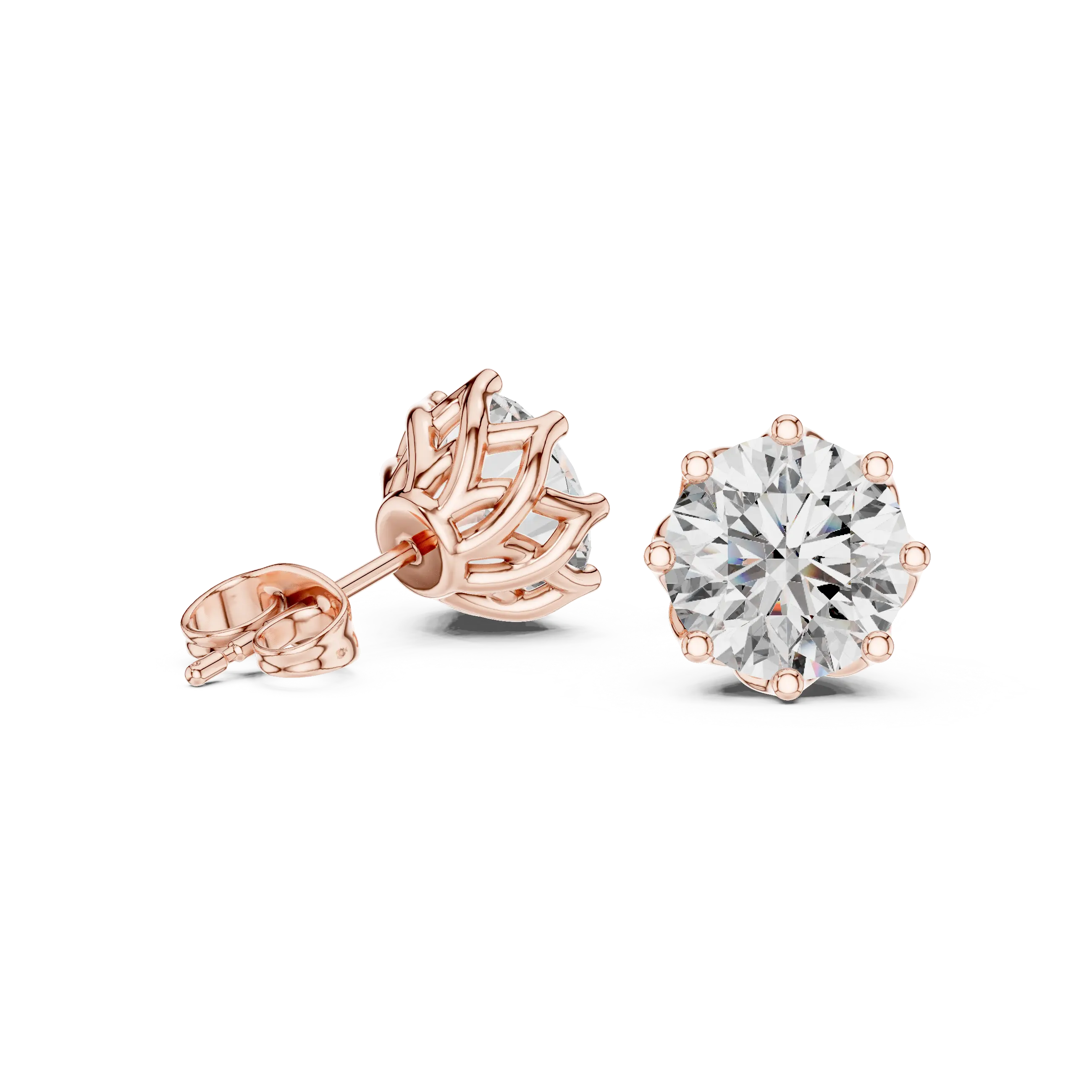MJER70 - Eight-Prong Round Brilliant Post Earrings