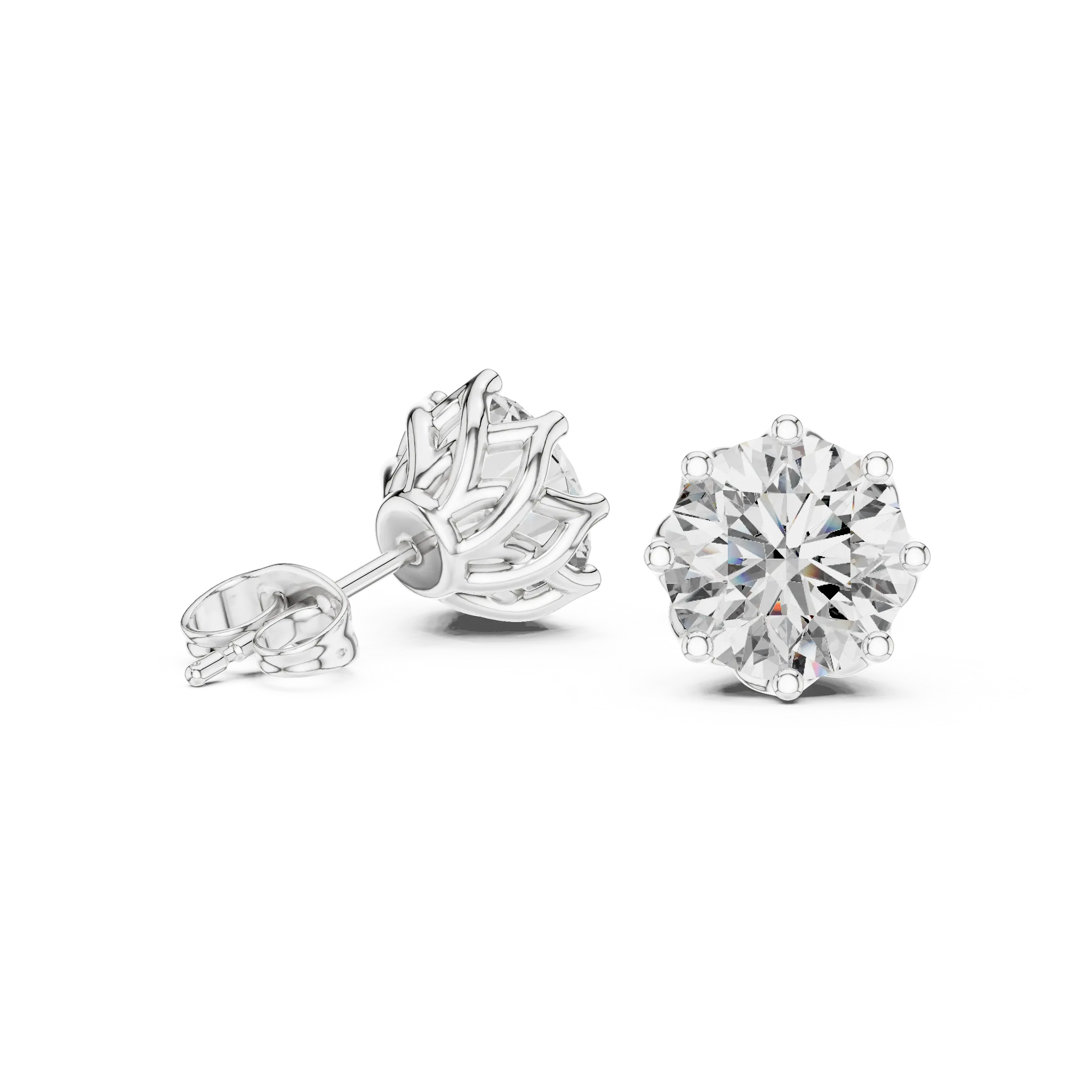 MJER70 - Eight-Prong Round Brilliant Post Earrings