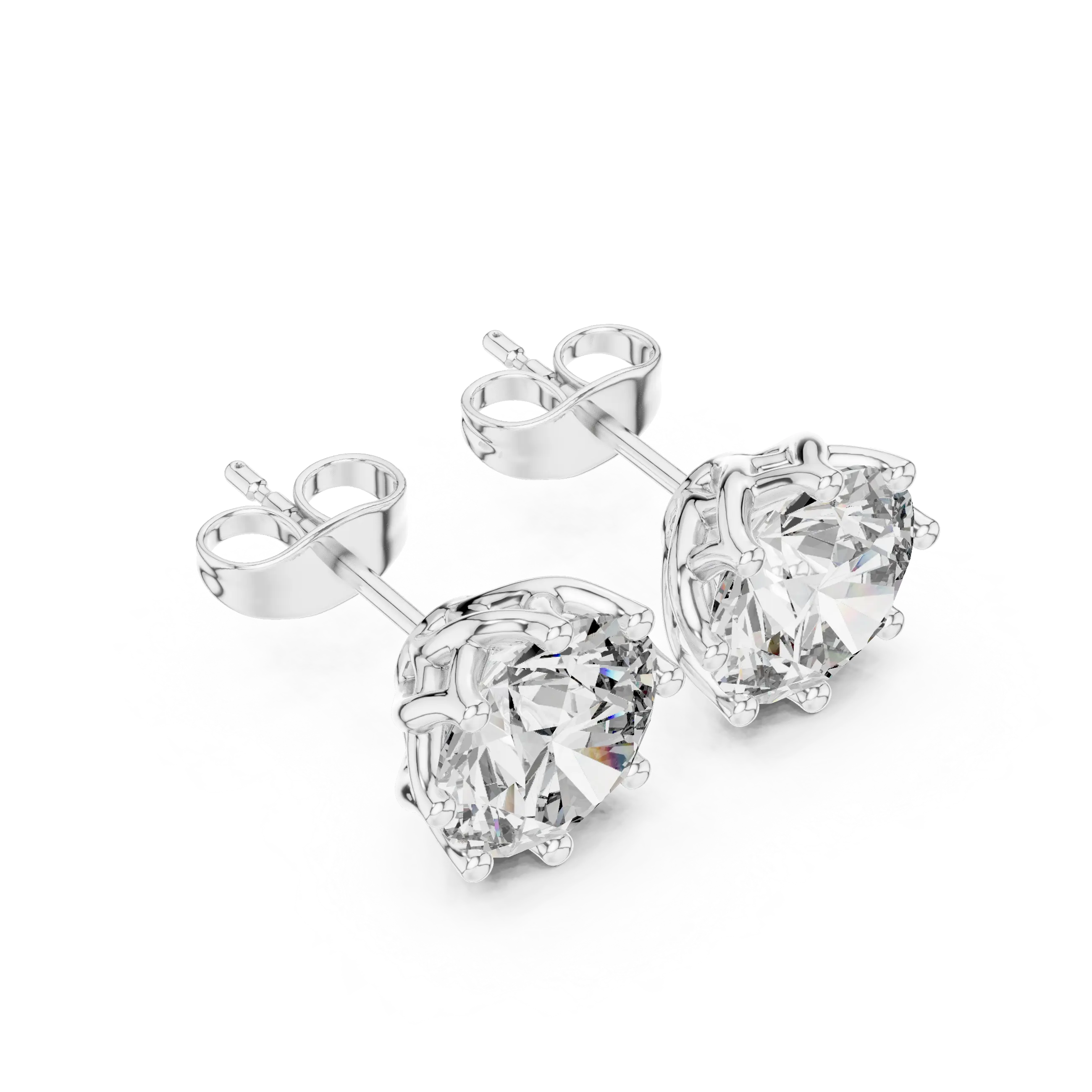 MJER70 - Eight-Prong Round Brilliant Post Earrings