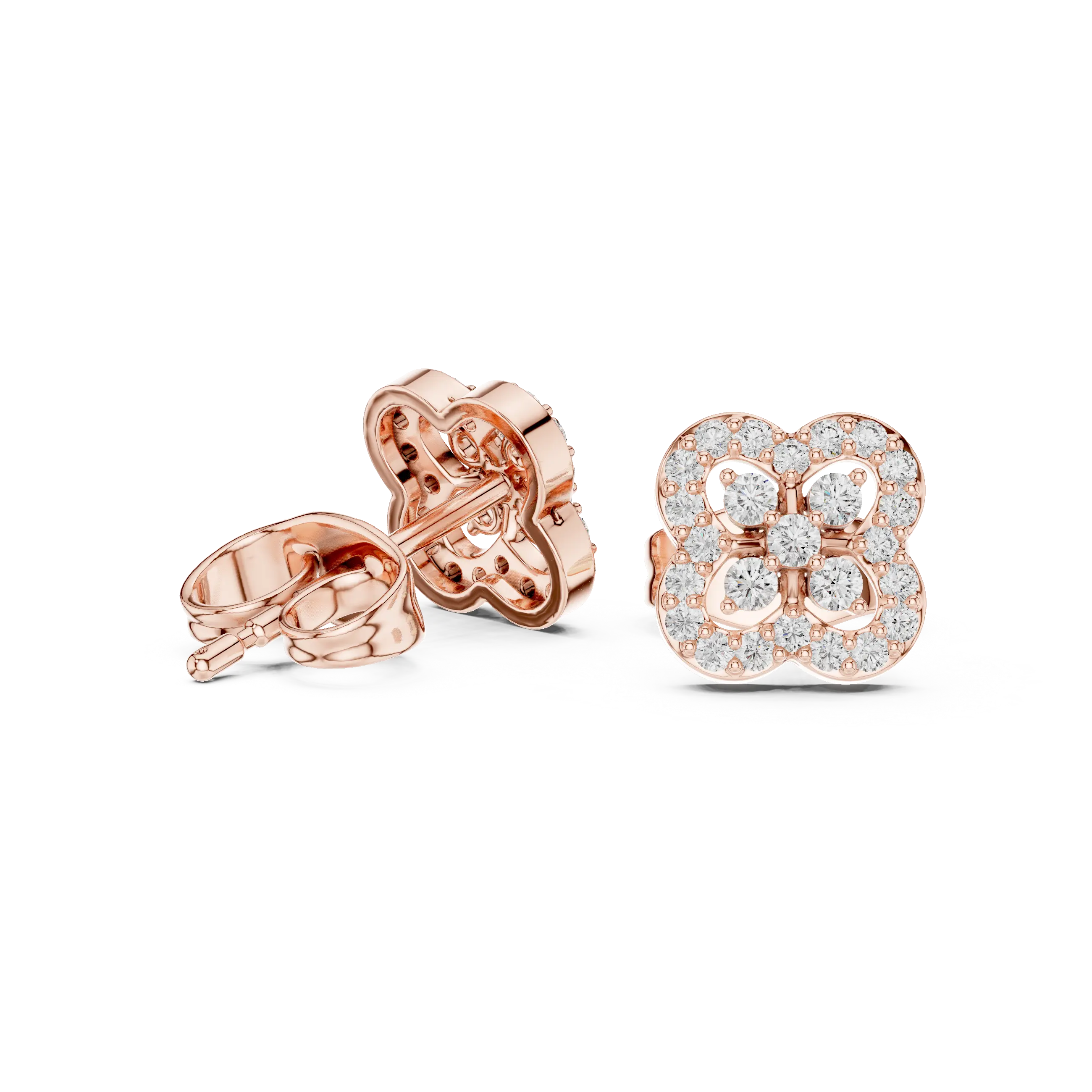 MJER74 - Quatrefoil Bloom Diamond-Accent Studs