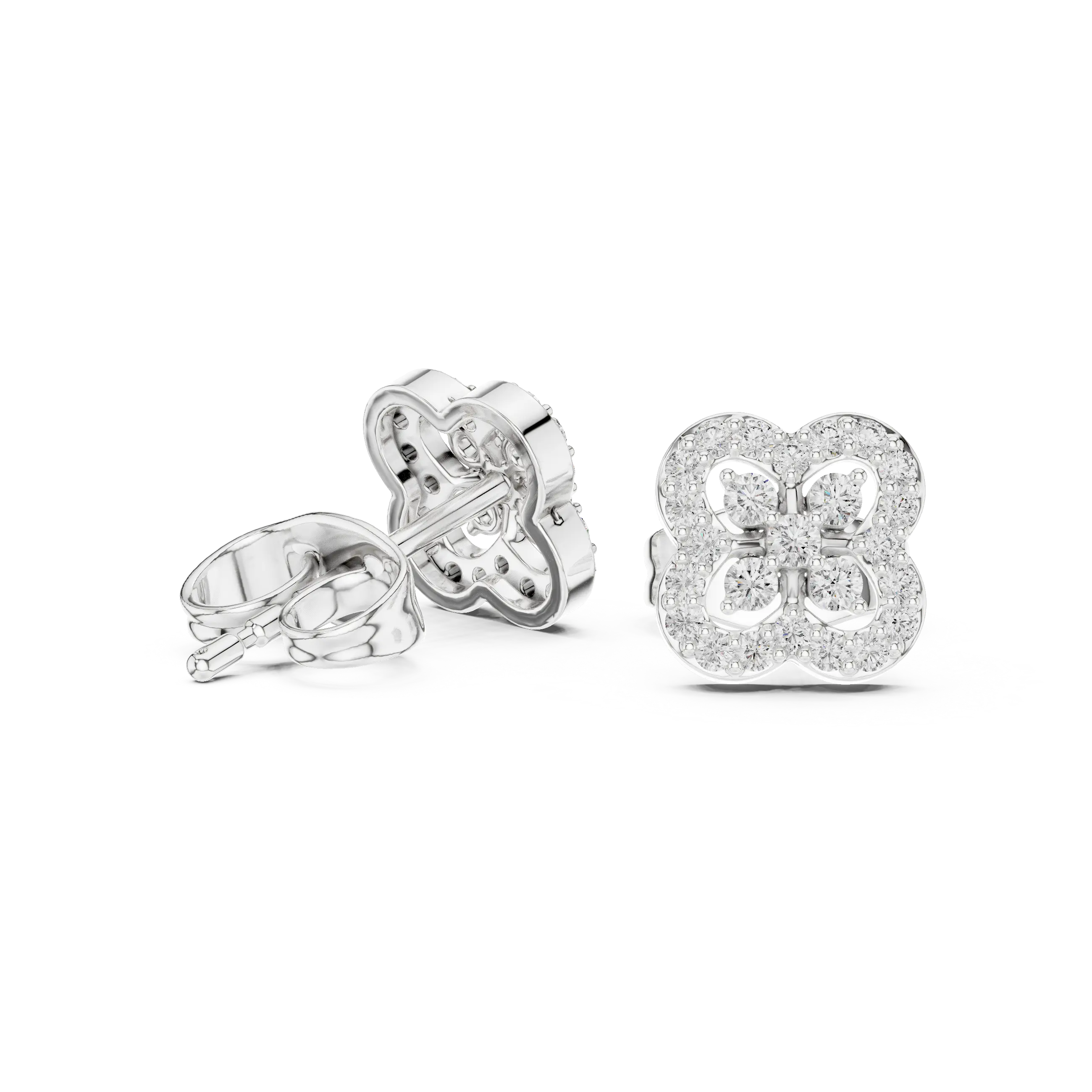 MJER74 - Quatrefoil Bloom Diamond-Accent Studs